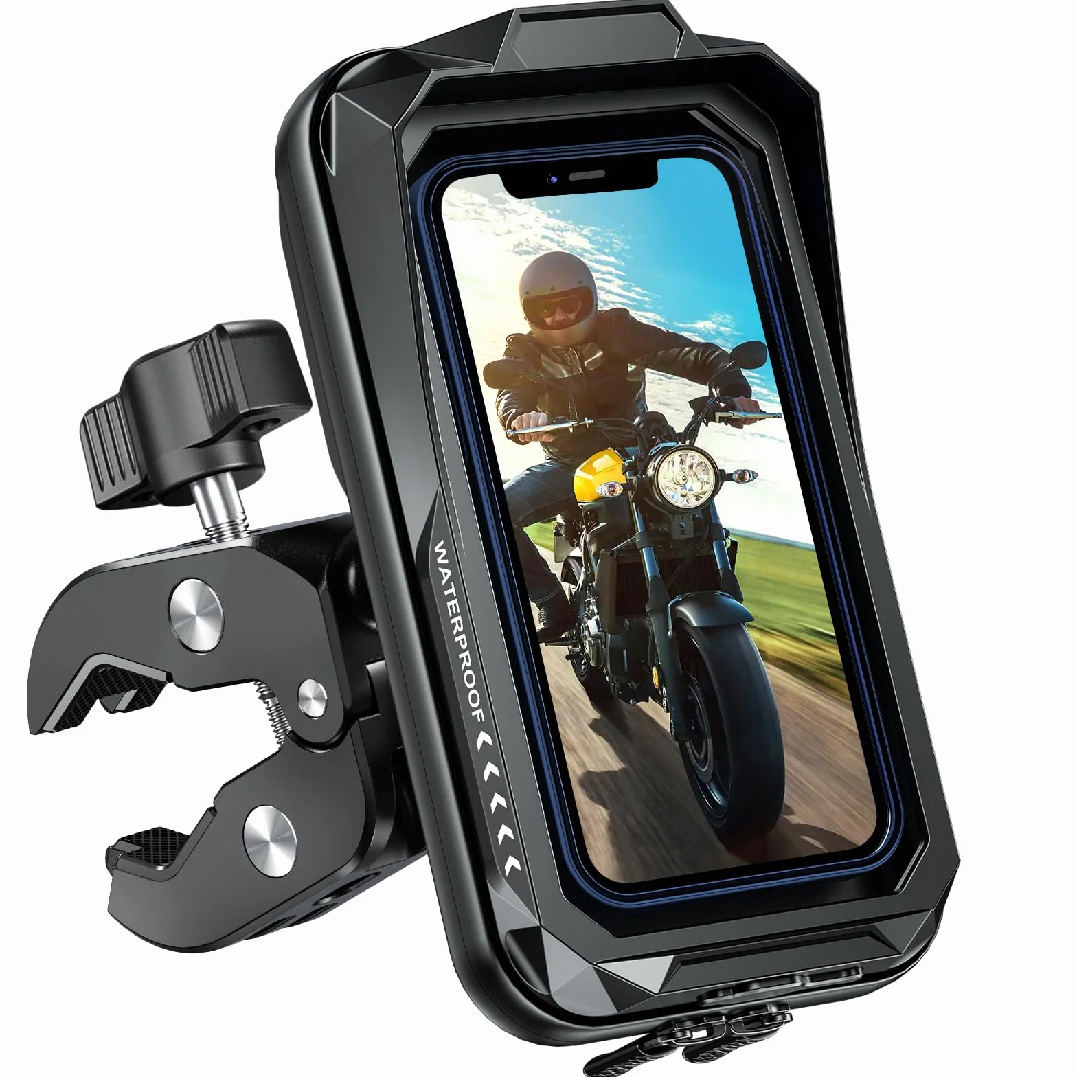 Soporte Móvil Moto Impermeable 360° Rotación Anti Vibración Pantalla Táctil para Retrovisor Motocicleta 7.0