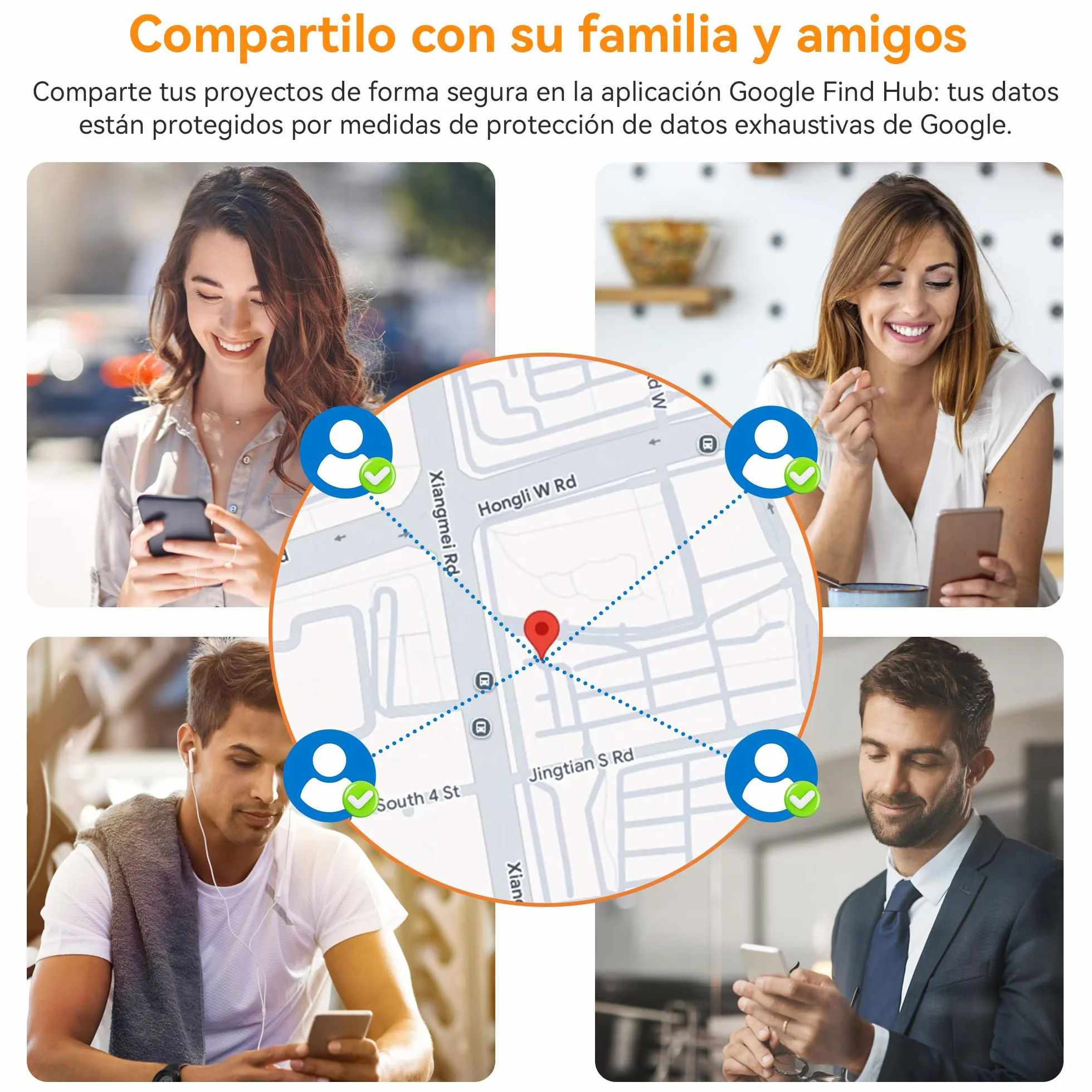 Android Air Tracker, 4 Pack Smart Tag, Localizador Bluetooth Compatible con Google Find Hub (Solo Android), Bluetooth Tracker Tag para Maletas, Cartera, Equipaje