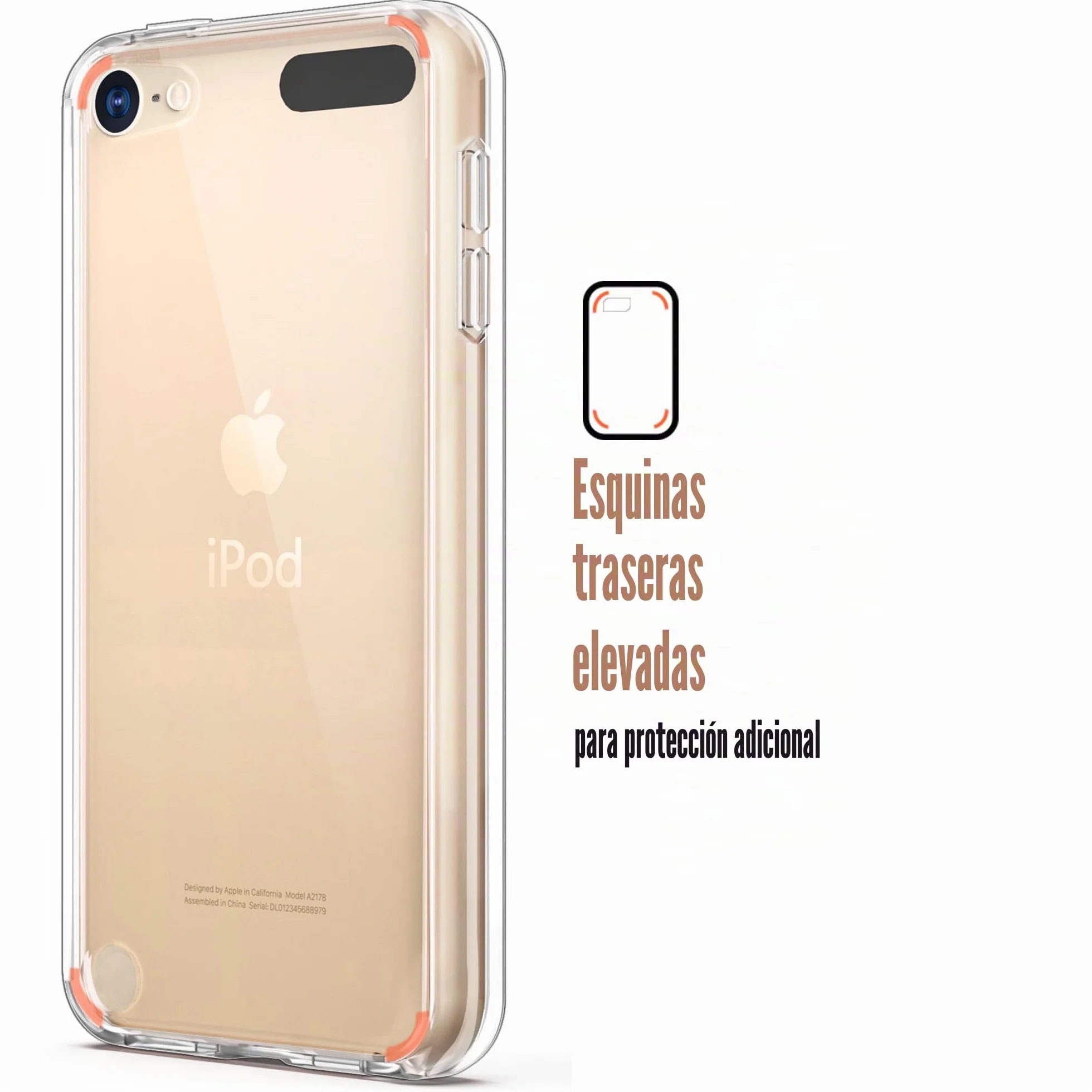 ULAK Funda iPod Touch 7, iPod Touch 5/6 Carcasa con 2 películas Protectoras Híbrido Clear Slim Cubierta de la Suave Resistente a Rayones Absorción de Choque Caso para iPod Touch 5/6/7 - Transparente