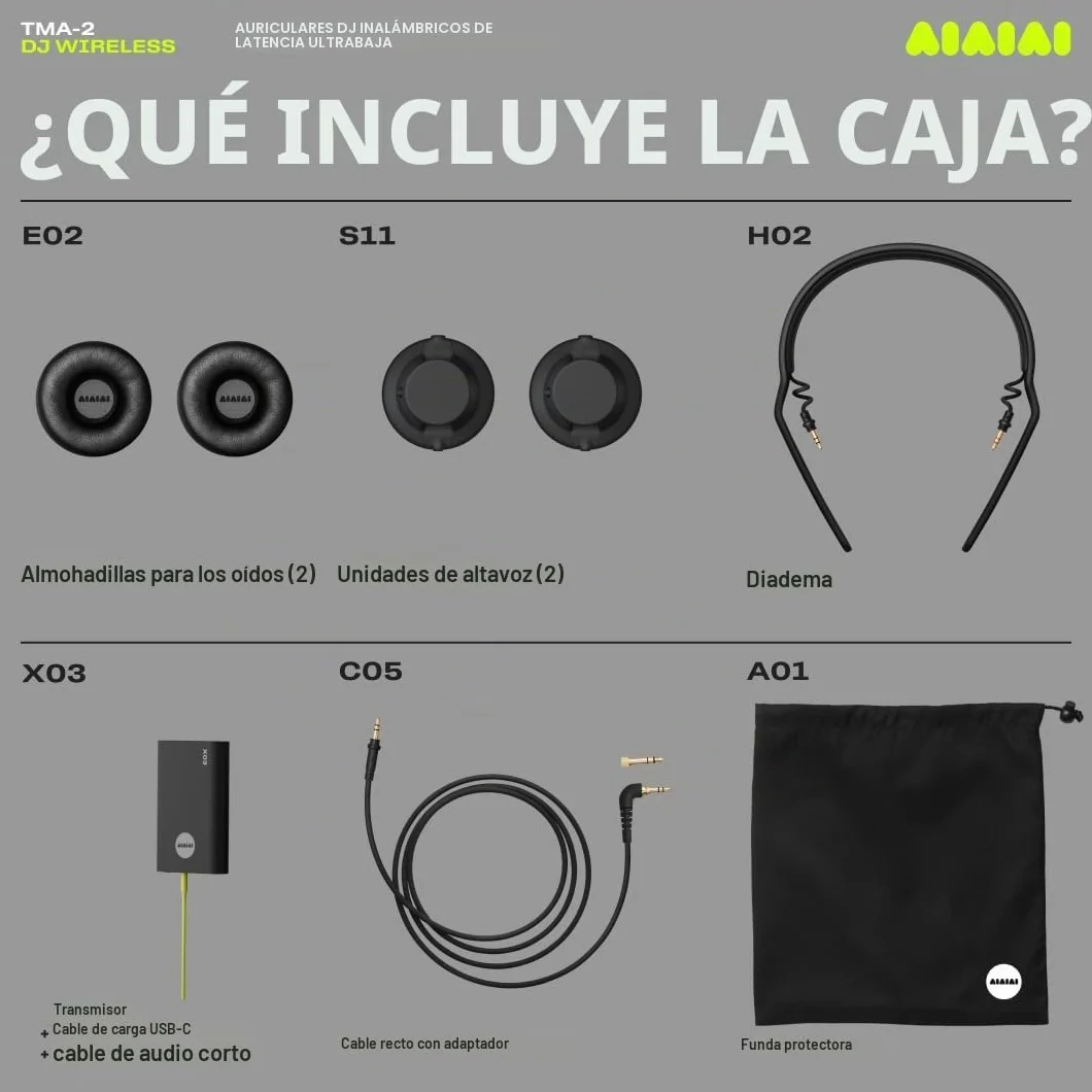 Aiaiai TMA-2 DJ Wireless - Auriculares DJ inalámbricos con latencia ultrabaja, +20h de batería, diseño Ligero y Resistente, Almohadillas de Alto Aislamiento y Bluetooth