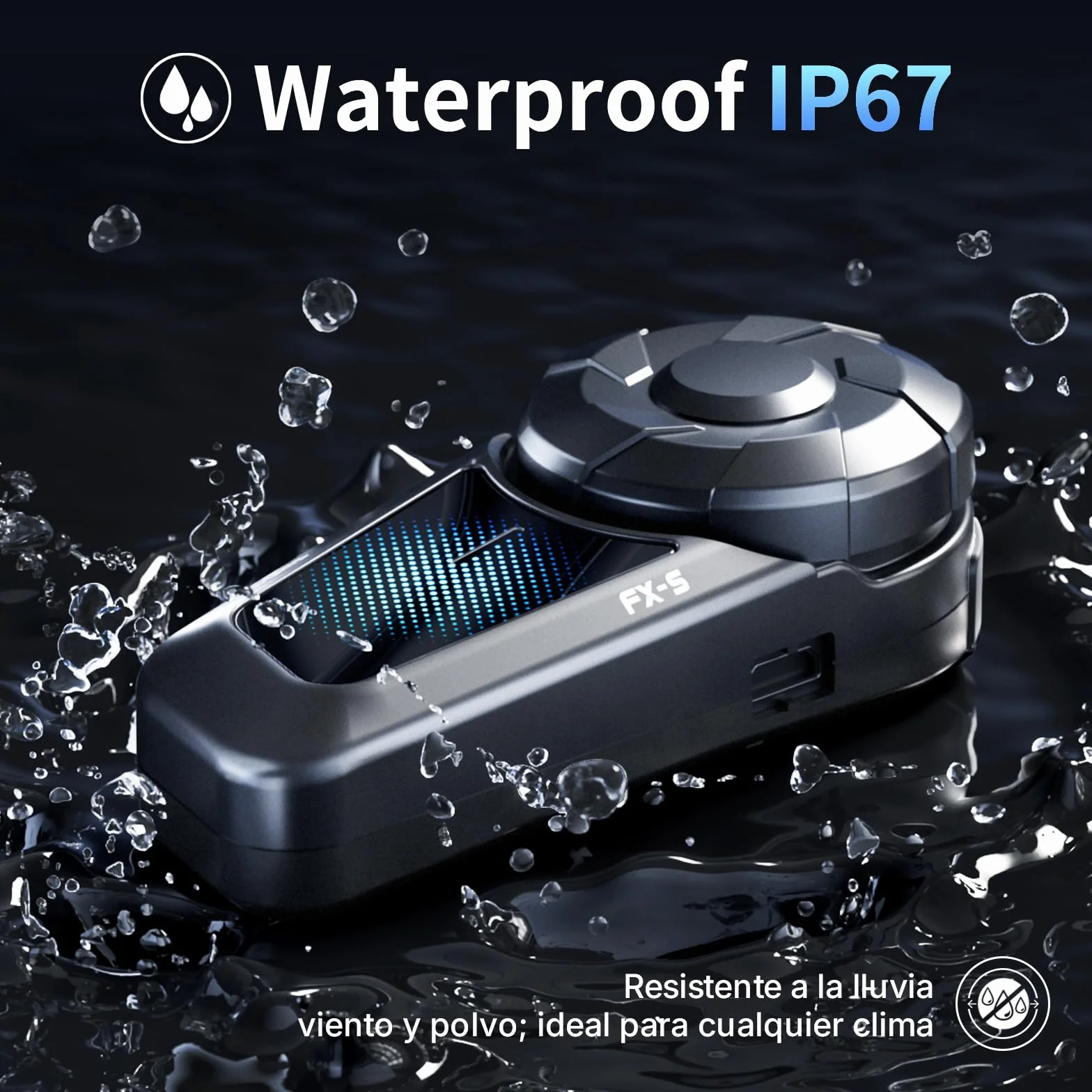 Fodsports FX-S Intercomunicador Moto Bluetooth 5.4, 2 Vías, IP67 Impermeable, 2 Paquete