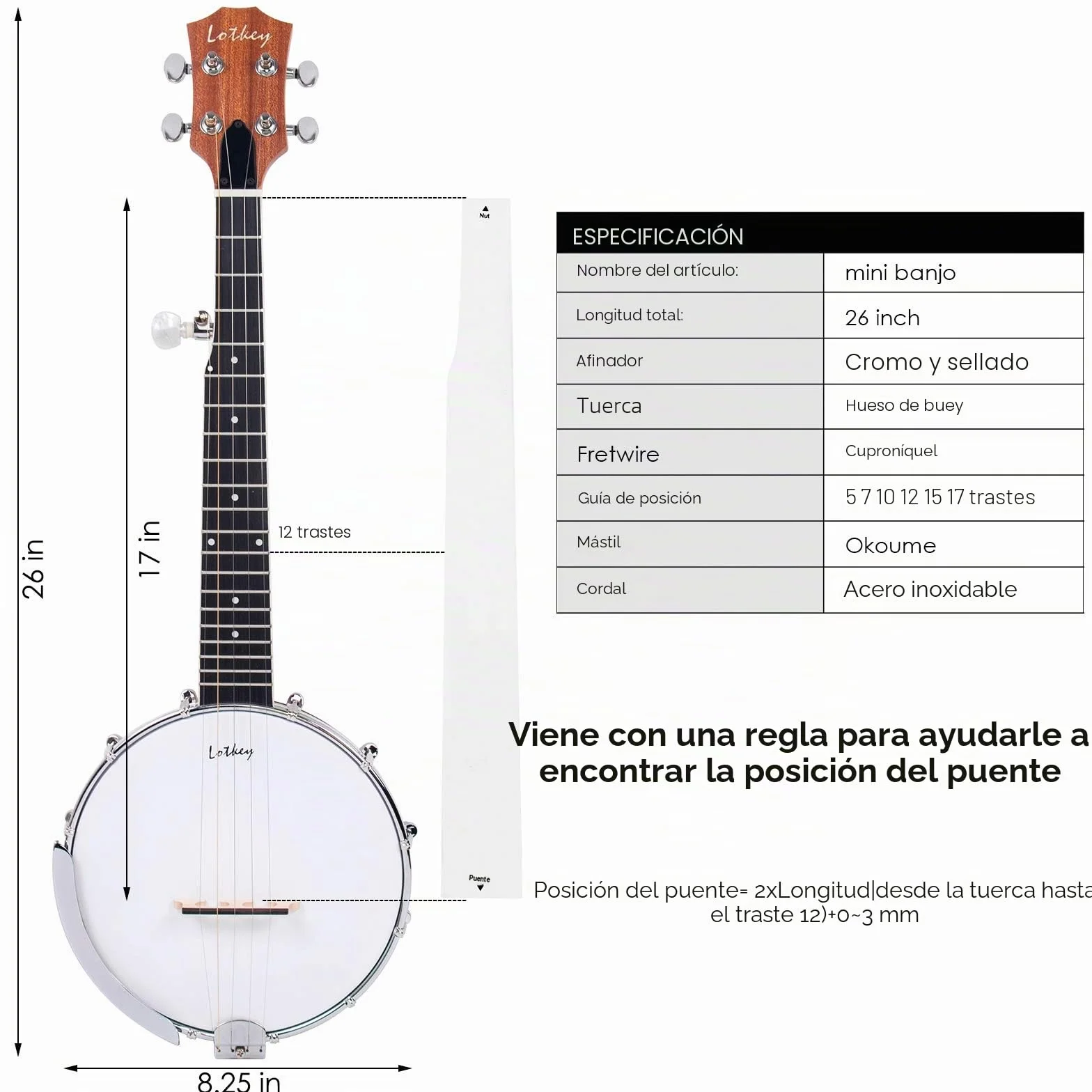 Kit de 5 cuerdas para banjo tenor 66 cm para principiantes profesionales con cuerdas adicionales, correa, púas, afinador y estuche de transporte