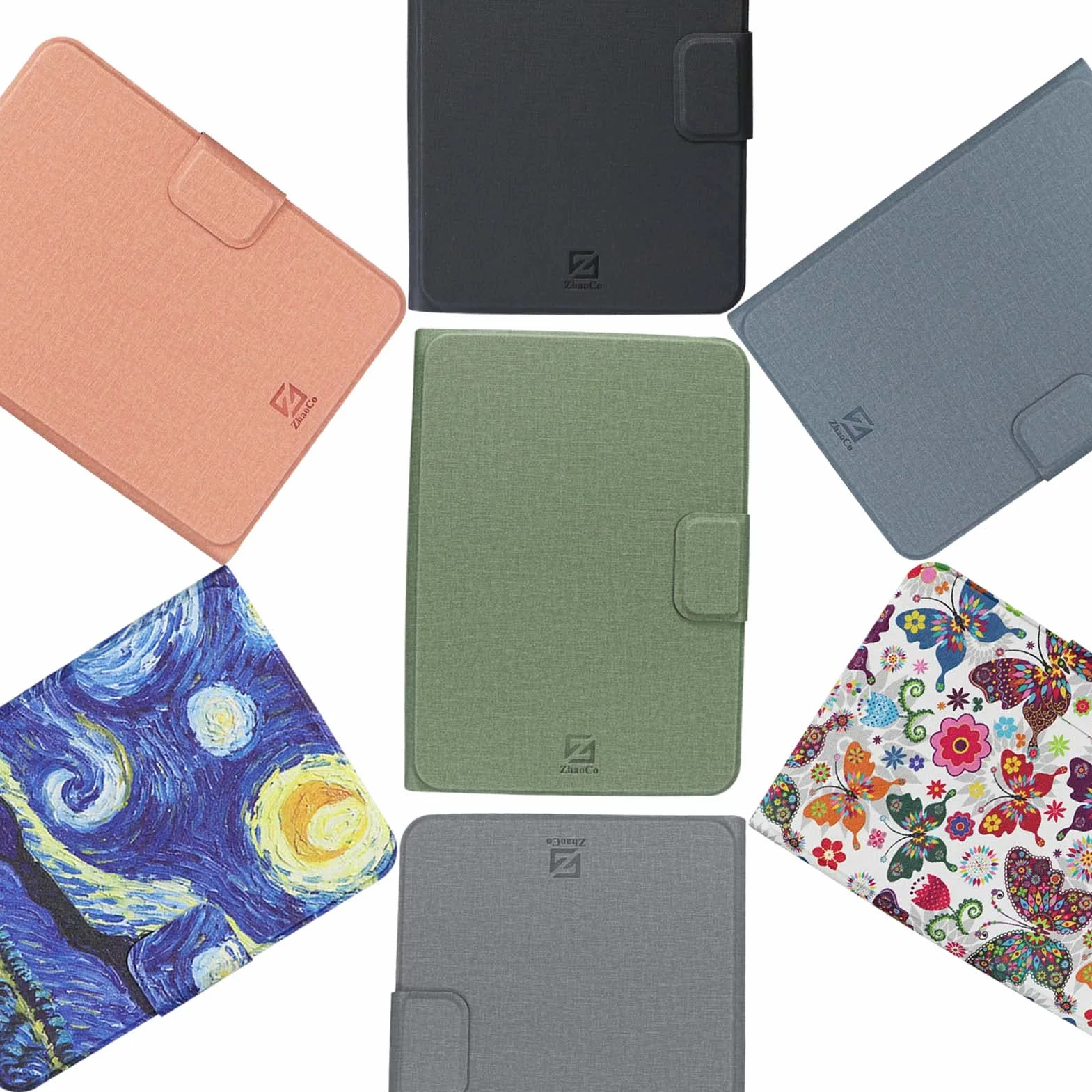 Funda Universal Desmontable para 6'' Kindle 2024/2022, Kobo Nia/Clara 2E/Clara HD, Cubierta de Protección Múltiples Ángulos de Visión - Negro