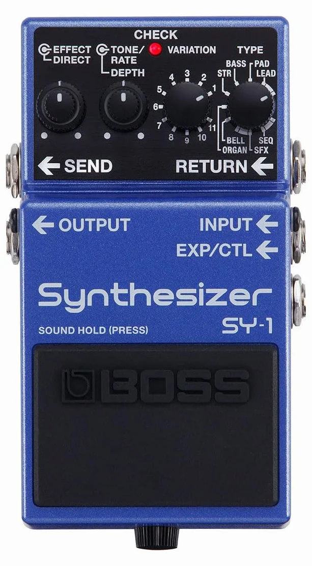 Pedal de guitarra BOSS SY-1 Synthesizer — 121 sonidos polifónicos de respuesta ultrasensible con sencilla experiencia sin configuración