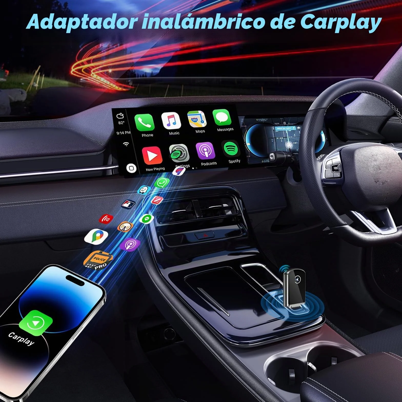 Adaptador CarPlay Inalámbrico, USB C/A Plug and Play, 2025 Upgrade CarPlay Dongle Convierte Cable a Inalámbrico para iPhone, Compatible con Apple iPhone iOS 10+, para Coches con CarPlay