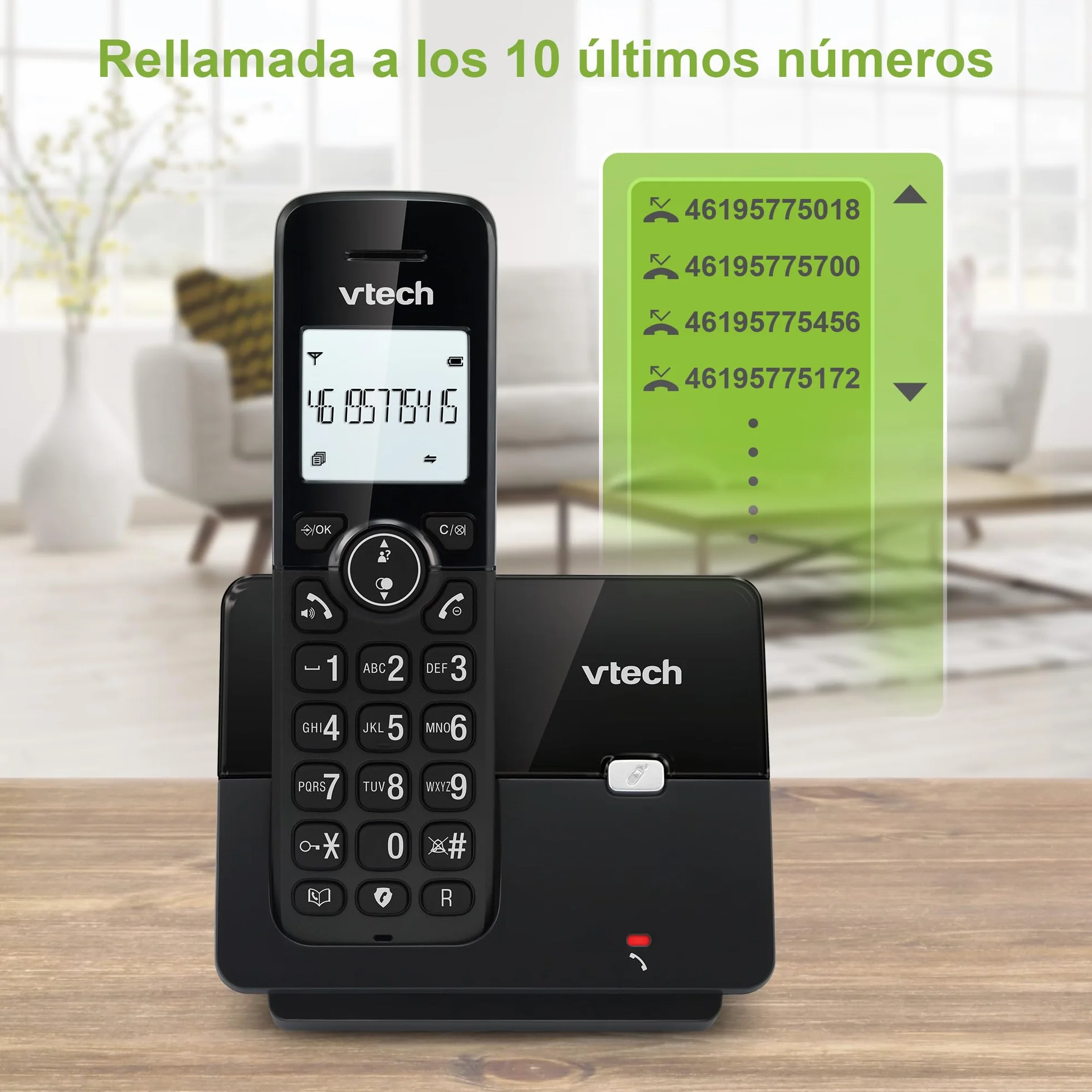 VTech CS2001 Teléfono inalámbrico DECT Duo, Identificador de Llamadas, Manos Libres, Negro
