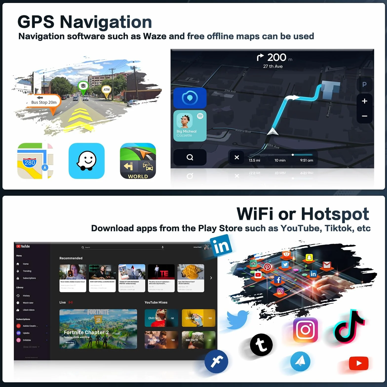 Inefala 8 Núcleos 4+64G Android 15 Radio para Ford Focus 2004-2011, 9 Pulgadas HD Pantalla Táctil con CarPlay y Android Auto, GPS, Cámara Trasera
