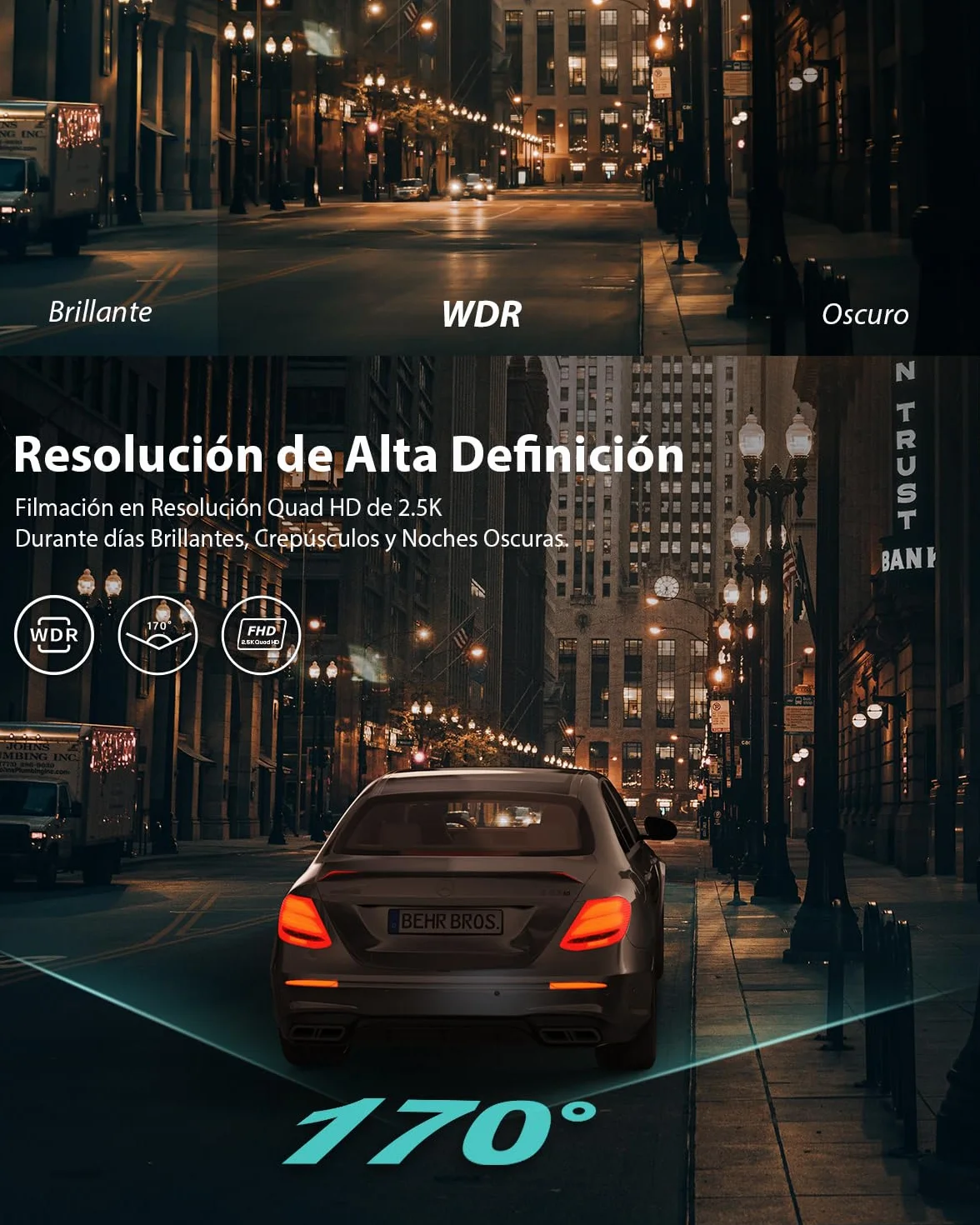 iZEEKER 2.5K Dashcam, Dash CAM Coche 1440P con Tarjeta SD de 32 GB, Camara Coche Grabadora, Pantalla IPS de 3", Visión Nocturna, WDR, Gran 170°, Grabación en Bucle, Sensor G, Modo de Aparcamiento 24H