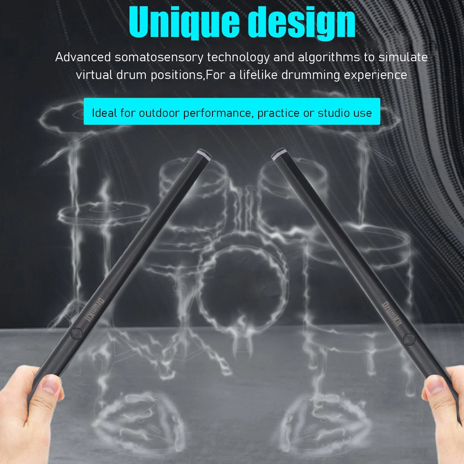 Air Drum Set Kit de batería de aire virtual eléctrica somatosensorial portátil con baquetas para adultos niños principiantes