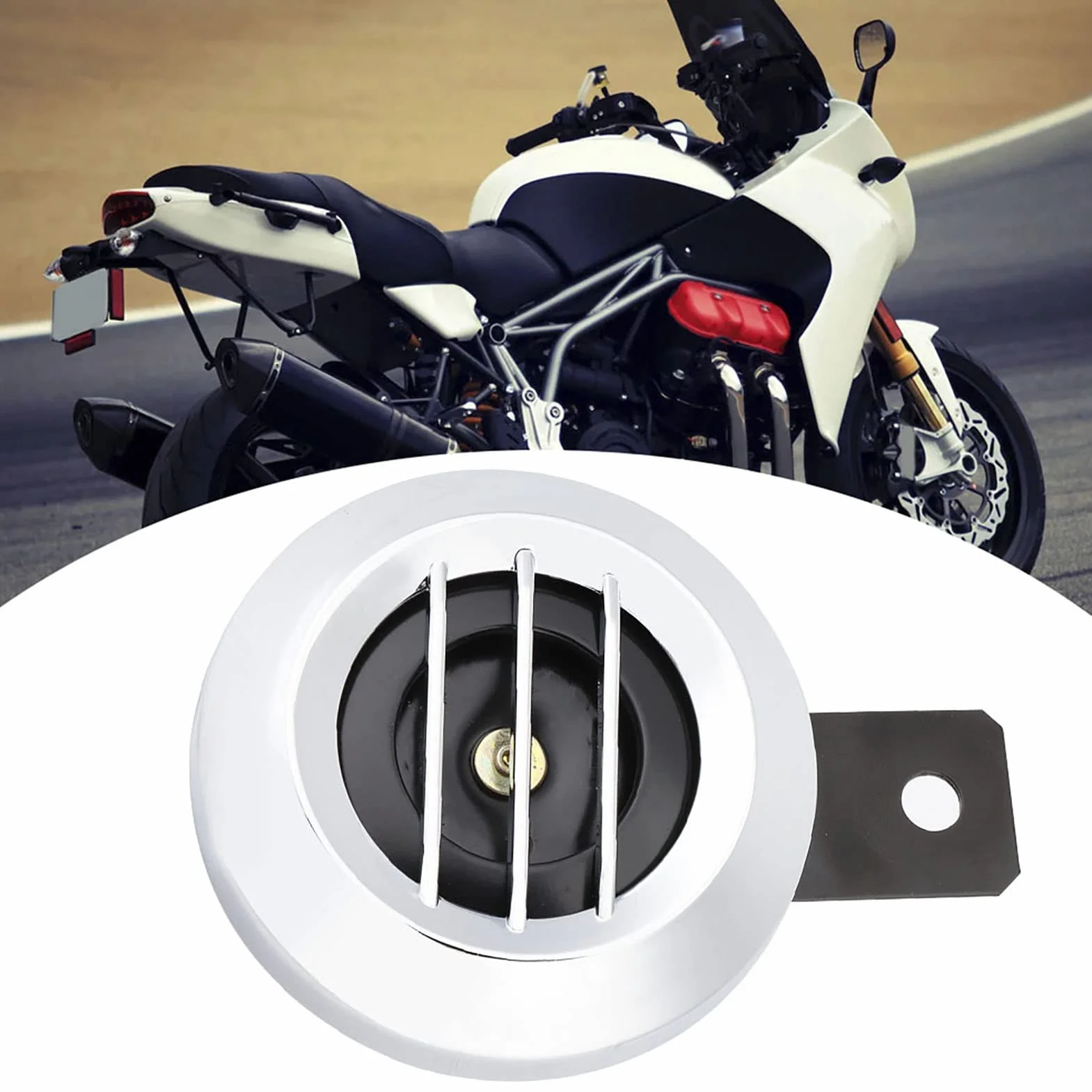 Bocina de Motocicleta, Bocina de Motocicleta, Bocina de Alta Potencia, Sirena de Bocina Eléctrica Universal de 12V 110Db, Altavoz de Bocina Redonda Impermeable