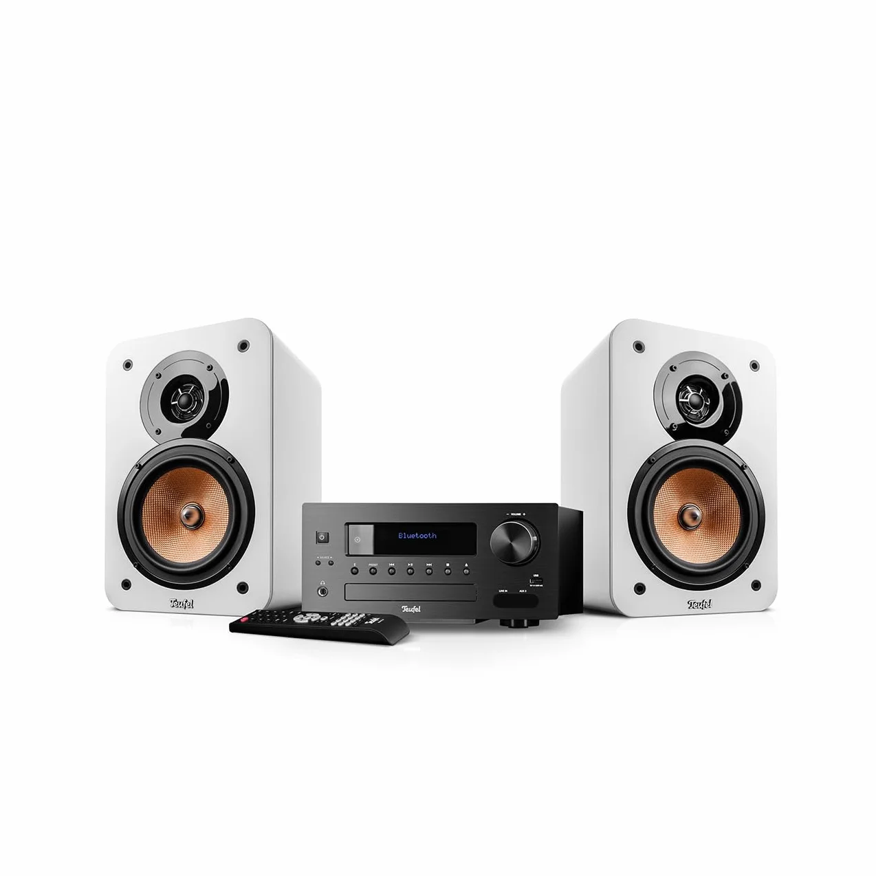 Teufel Ultima 20 KOMBO 2 - Canal HiFi estéreo compacto con CD, Bluetooth, USB, Radio Digital Dab+, Radio FM, Streaming Musical, Bass Reflex (blanco)