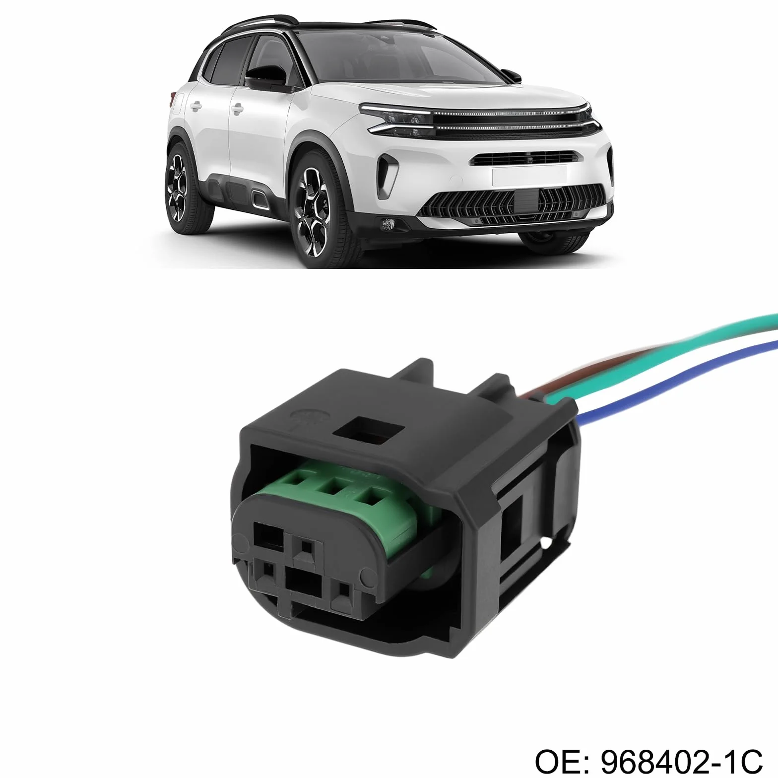 2X Conectores de Cable para Sensor de Aparcamiento PDC 968402-1C Compatible con Peugeot Y Compatible con Citroën (2002-2018 3 Pines)