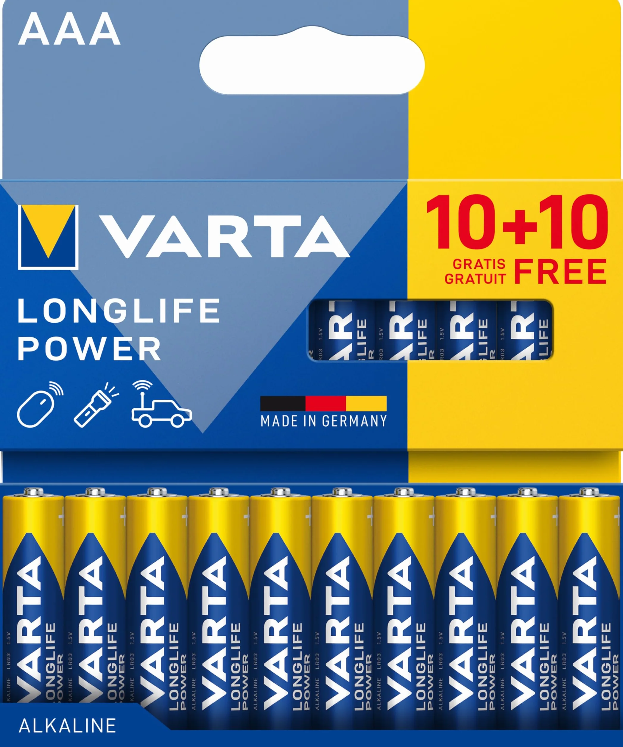 VARTA Longlife Power Pilas alcalinas AAA 1,5 V 20 Unidades