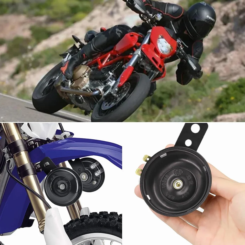 Claxon 12V Moto Bocinas,Claxon Moto 12V Potente Bocinas,Motocicleta Universal Horn Bocina,para Scooters,Triciclos,Negro