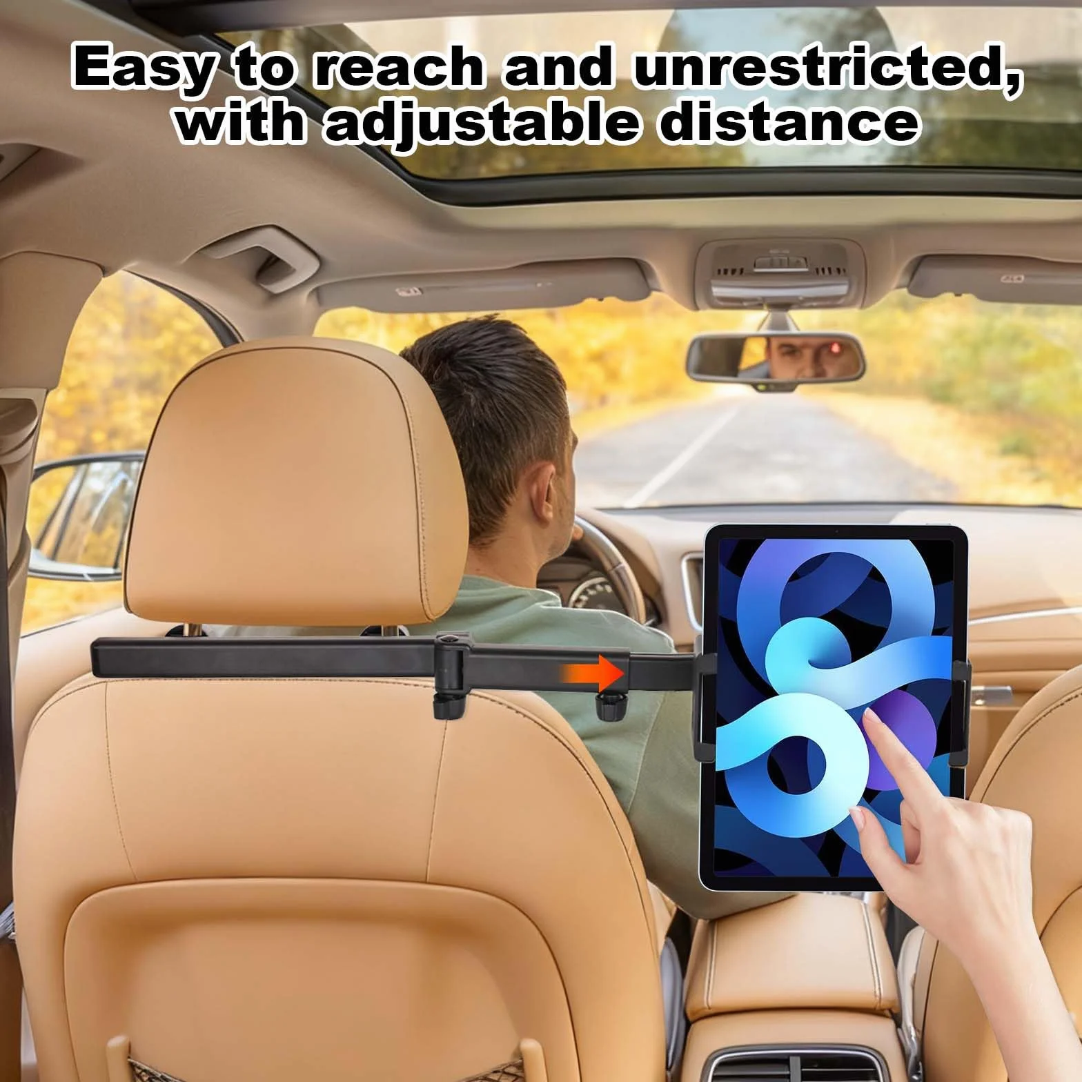 Soporte Tablet Coche Reposacabezas, 360° Rotación Soporte iPad Coche, Soportes Extensible Tablet Carro con Brazo de Extensión Plegable para Todos los Dispositivos de 5,4-13,2 Pulgadas