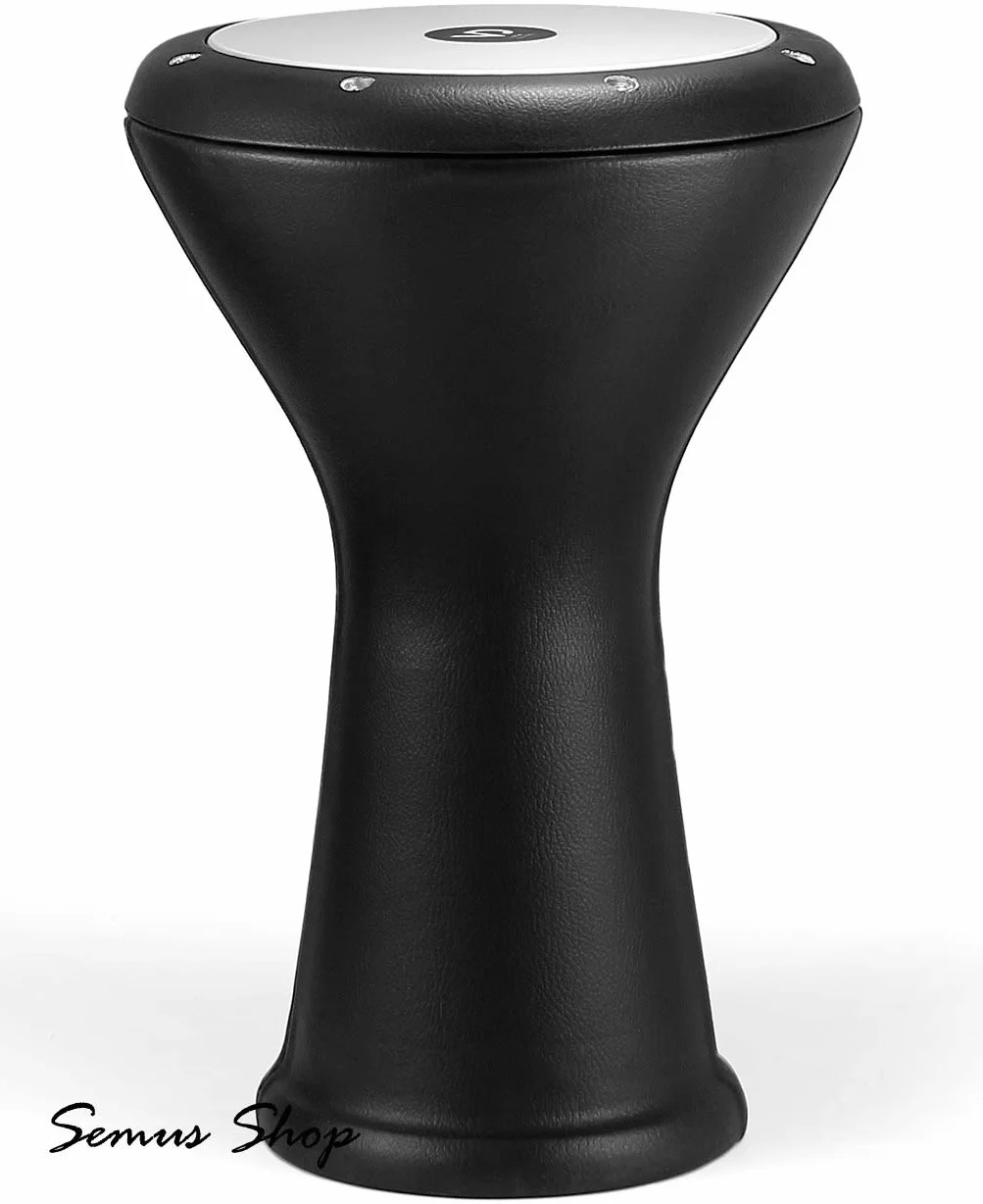 Vatan VD 3002 Darbuka egipcia, recubierta con cuero artificial, grande, diámetro 22 cm, negra, 44,5 cm.