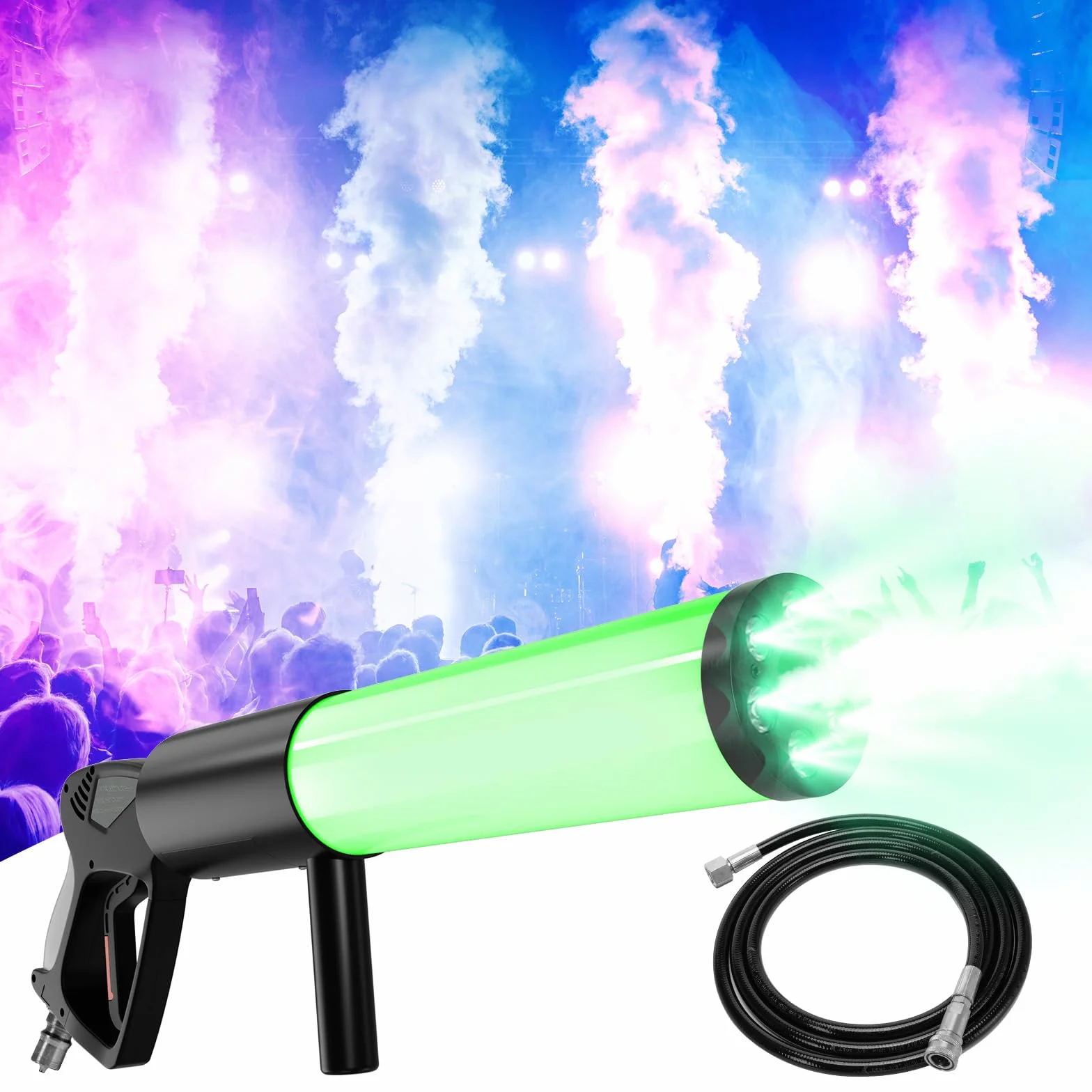 Pistola de humo CO2, máquina de humo para noche, 6 LED RGB Beads, para bar, noche, espectáculo musical, Halloween, Navidad