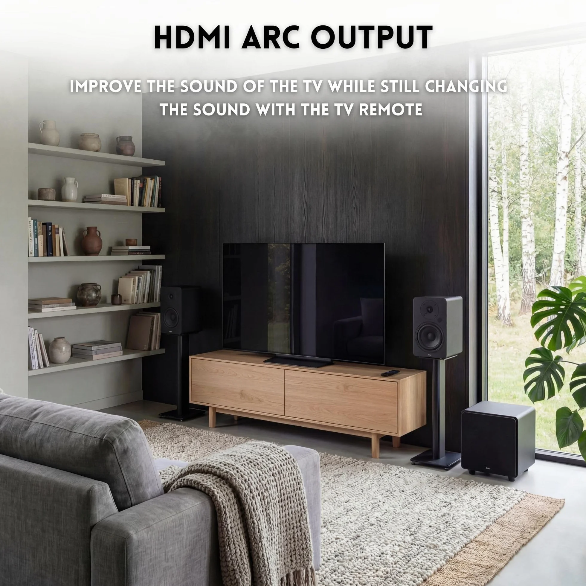 VULKKANO A5 ARC MKII Altavoces Autoamplificados con Woofer de 5.25", Bluetooth 5.0, HDMI ARC, Optica, RCA, USB, con Salida Subwoofer, Altavoces para la TV con Diseño Elegante, Color Negro