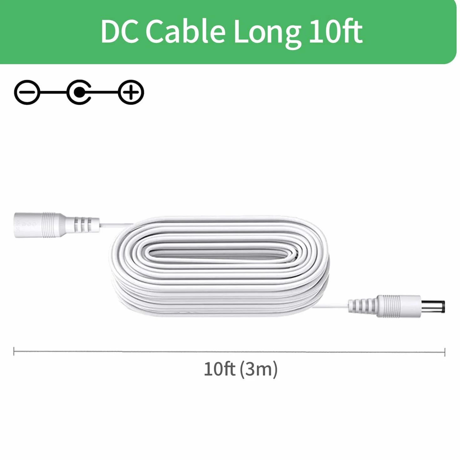Cable de extensión de alimentación CC 12 V 5,5 mm x 2,1 mm 3 m para cámara de seguridad CCTV