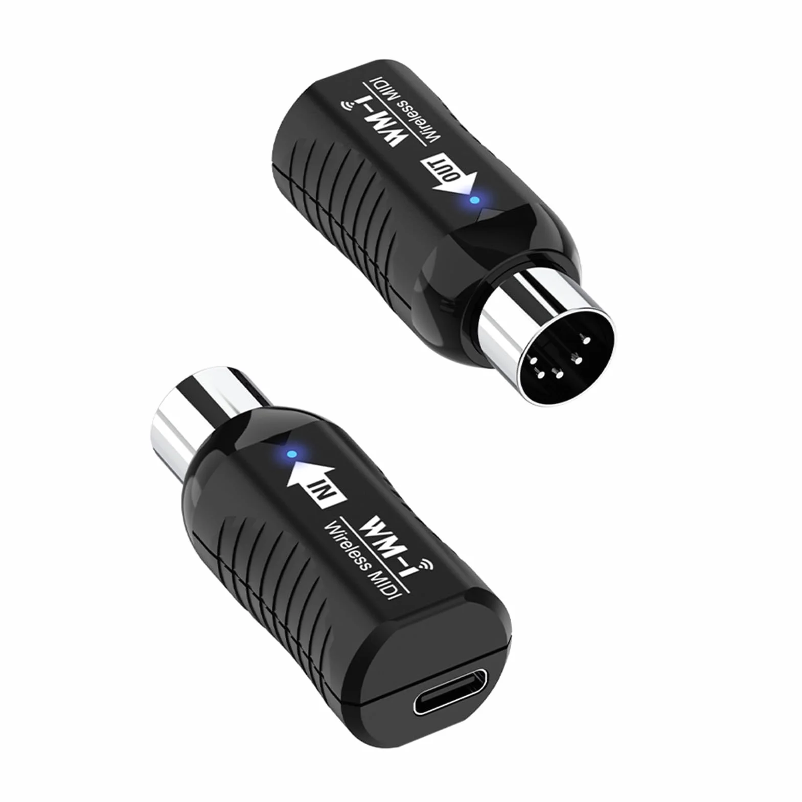 Kavolet Adaptador MIDI inalámbrico, transmisor/receptor de audio recargable, 2,4 GHz, latencia ultra baja, conector MIDI portátil integrado para instrumentos de viento, guitarra, teclado