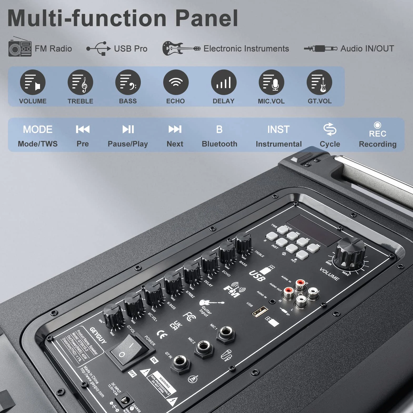 Máquina de Karaoke Adulto, Altavoz Bluetooth Portátil c/ 2 Micrófonos inalámbricos, Sistema PA c/TWS para Fiestas Grandes, Exterior, Sonido estéreo para Eventos masivos, soporta USB/TF/Rec/AUX/FM