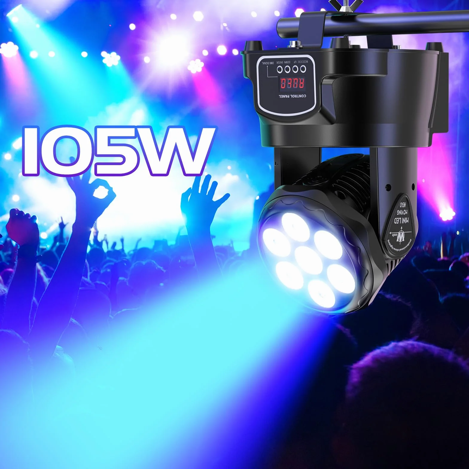 7X15W Cabeza Móvil LED Wash RGBW Iluminación de Escenario Luces 5 Modo con Control Remoto para DJ Bar Discoteca Ballroom-Nueva Versión
