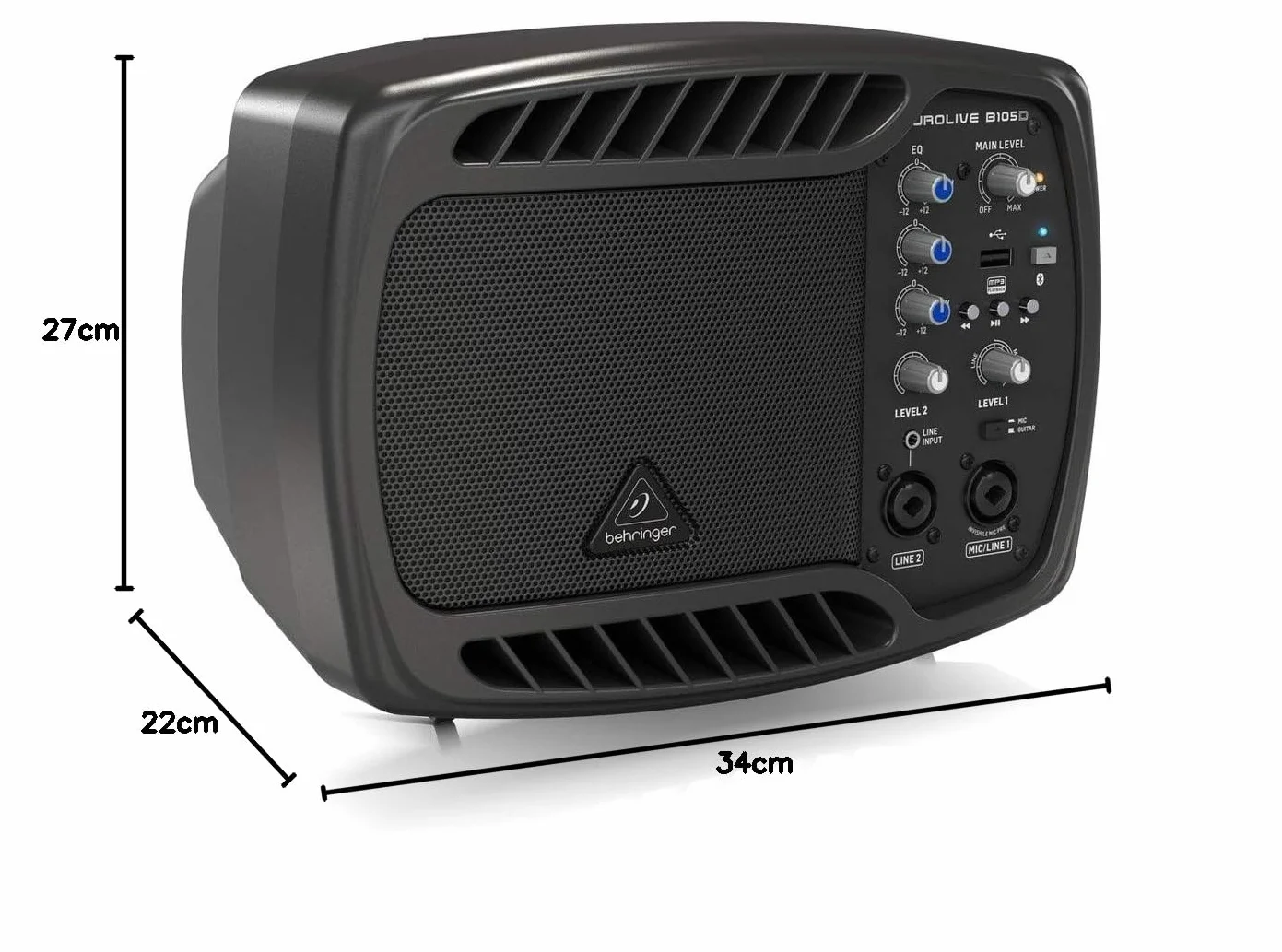 Behringer B105D Monitor De Estudio/PA De 50 Vatios compacto, Con Reproductor Mp3 Y Transmisión De Audio Por Bluetooth