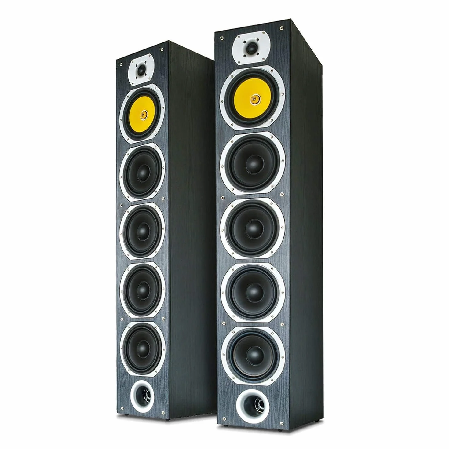 Fenton SHFT57b Altavoces de Suelo HiFi, 4 vías, 4 woofers 6.5", 600W, Sonido Envolvente, Cine en Casa, Negro