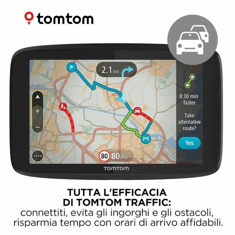 TomTom GO Essential GPS para Coche – 5 Pulgadas, Evita los Atascos Gracias a TomTom Traffic, actualizaciones de mapas y ajustes vía Wi-Fi, Soporte Click-Drive (Reacondicionado)