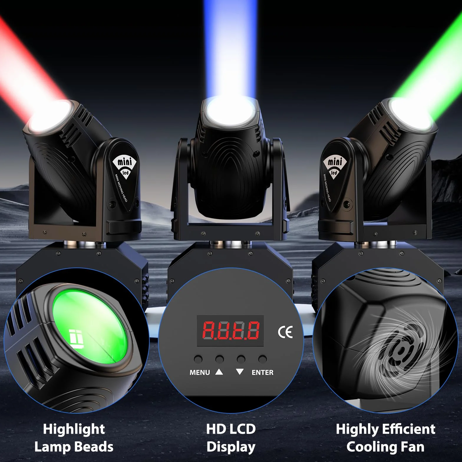 UKing 2pcs LED Moving Heads RGBW Beam DMX512 Lighting Effect Small Spotlight 11/13CH Party Light Music Controlled for DJ Disco Club Bar Stage