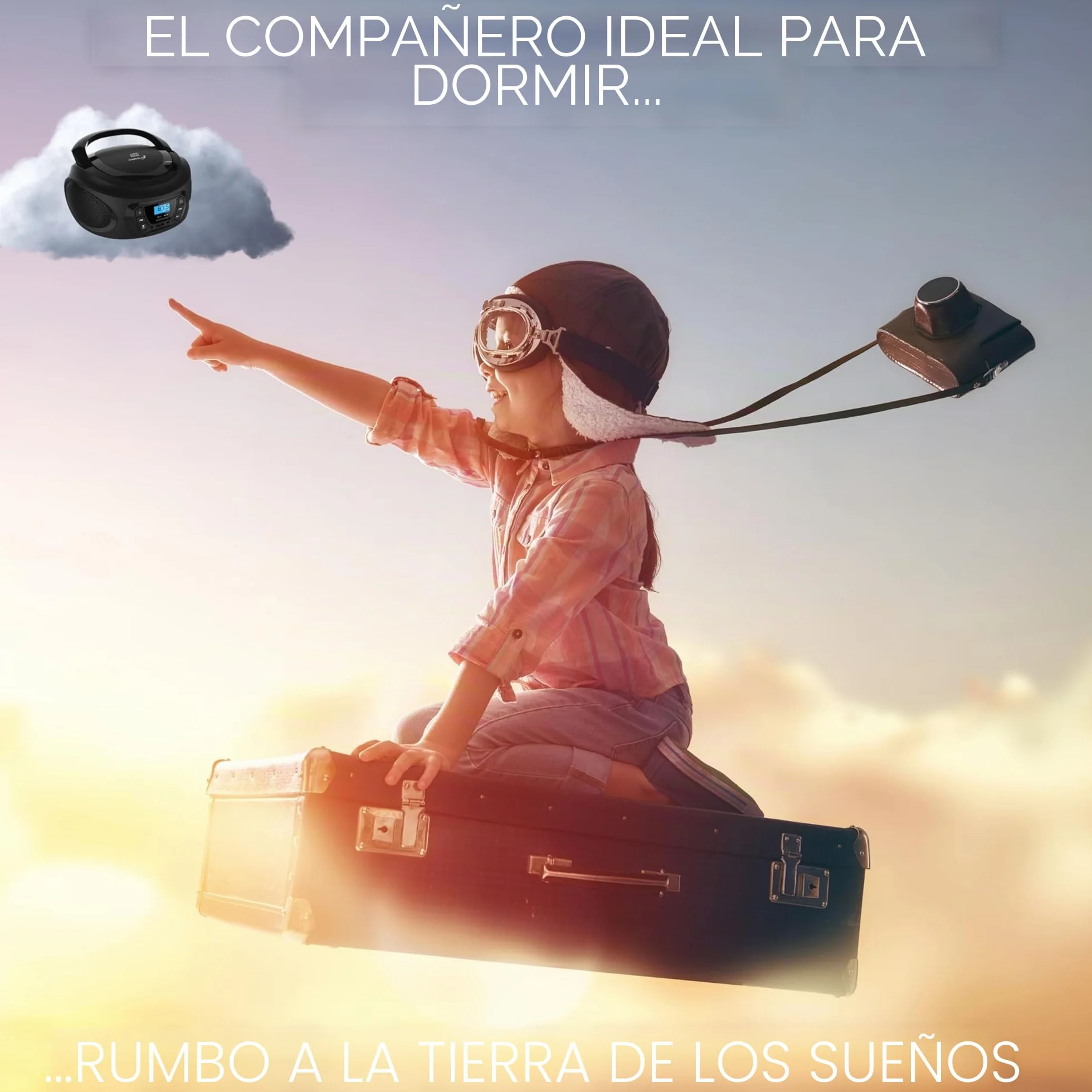 Boombox Reproductor de CD portátil Radio FM USB AUX Negro