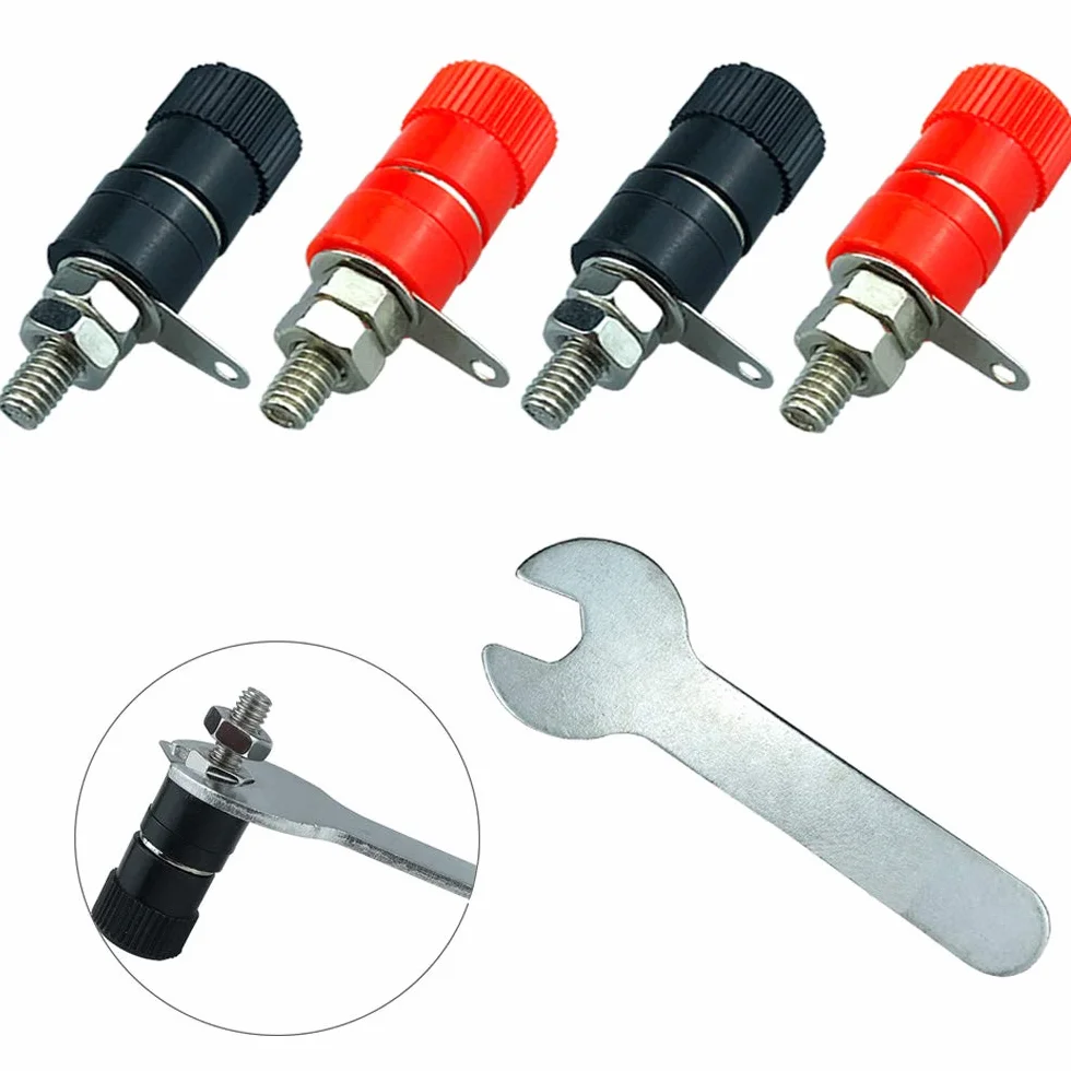 40Pcs Premium 4mm Banana Conector Plug Socket Kit: 20Pcs Chapado Nickel Banana Enchufe + 20Pcs Binding Post Terminal, para Altavoz, Audio/Video Receptor (Rojo & Negro)