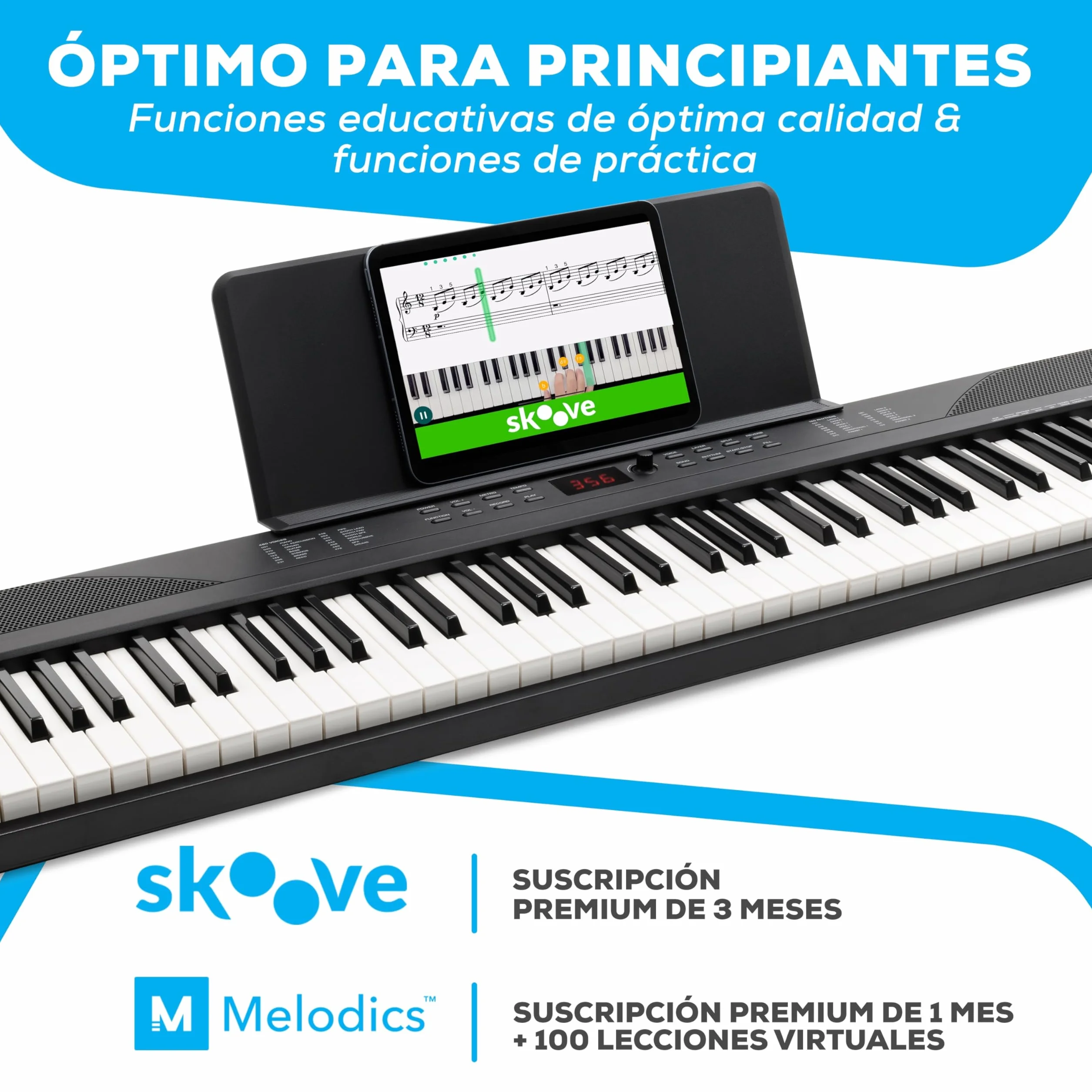 Alesis Teclado Piano con 88 Teclas y 480 Sonidos, Altavoces, MIDI USB, Estuche, Soporte, Auriculares, Pedal y Lecciones de Piano Incluidas