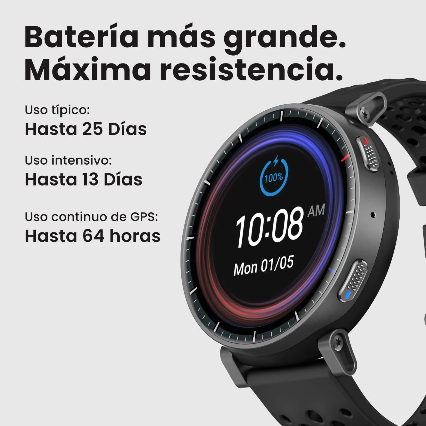 Amazfit Active MAX Reloj Inteligente 48mm, Pantalla AMOLED 1.5", Batería hasta 25 Días, Mapas, NFC, GPS, 170+ Deportes, Resistente al Agua, Ritmo Cardíaco y Sueño, Smartwatch para Android iPhone