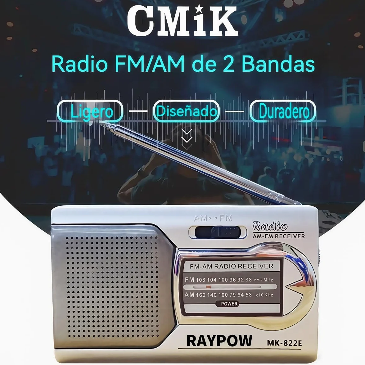 Radio de Portátil, Radios de Transistor Am FM 2 Bandas Bolsillo Portátil Funciona con 2 Pilas AA, Radio de Pequeña de Bolsillo Viaje FM,Altavoz Fuerte,Uso en Interiores, Exteriores. (Plata)