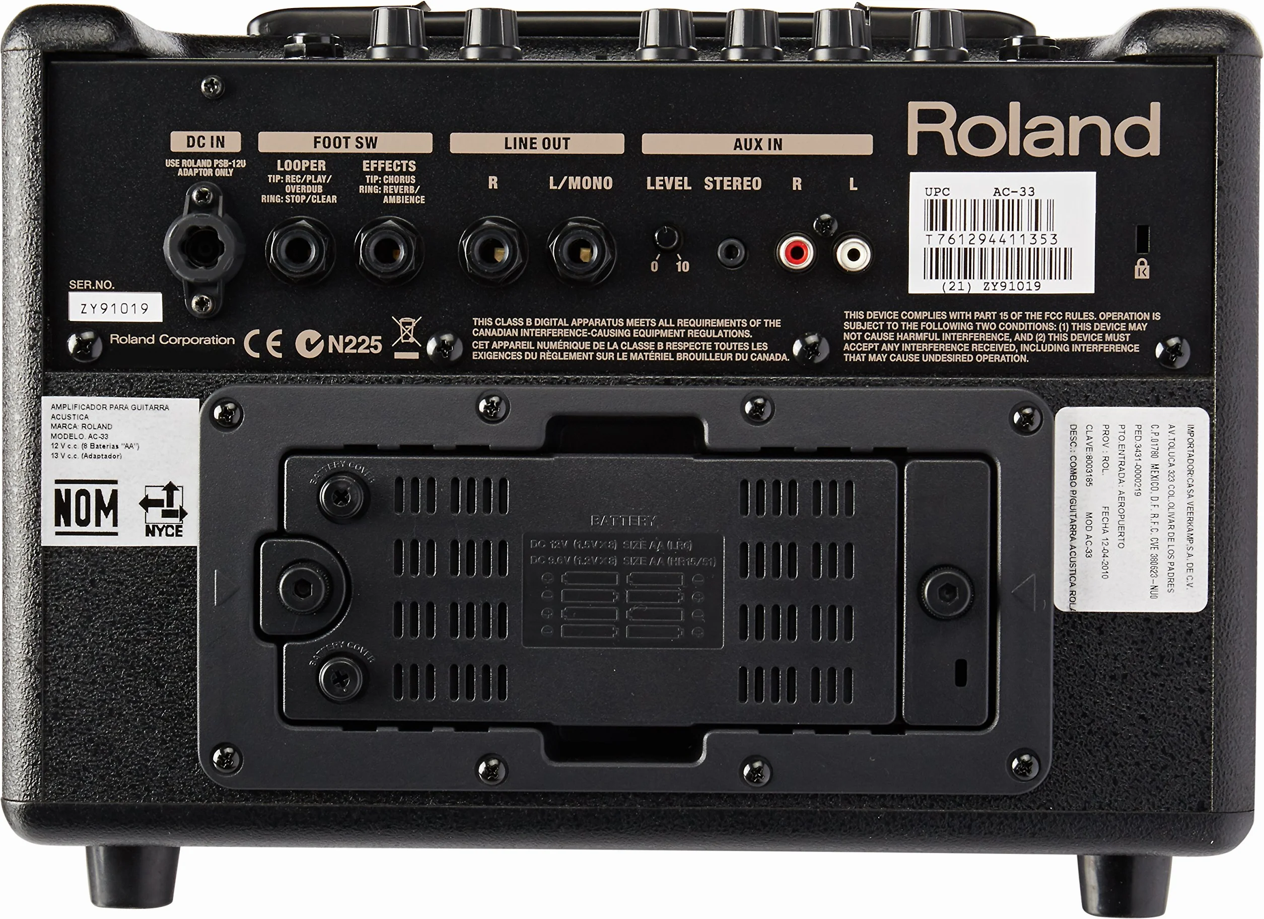 Amplificador de guitarra acústica con chorus Roland AC-33 — Amplificador de guitarra acústica estéreo a pilas superportátil y versátil