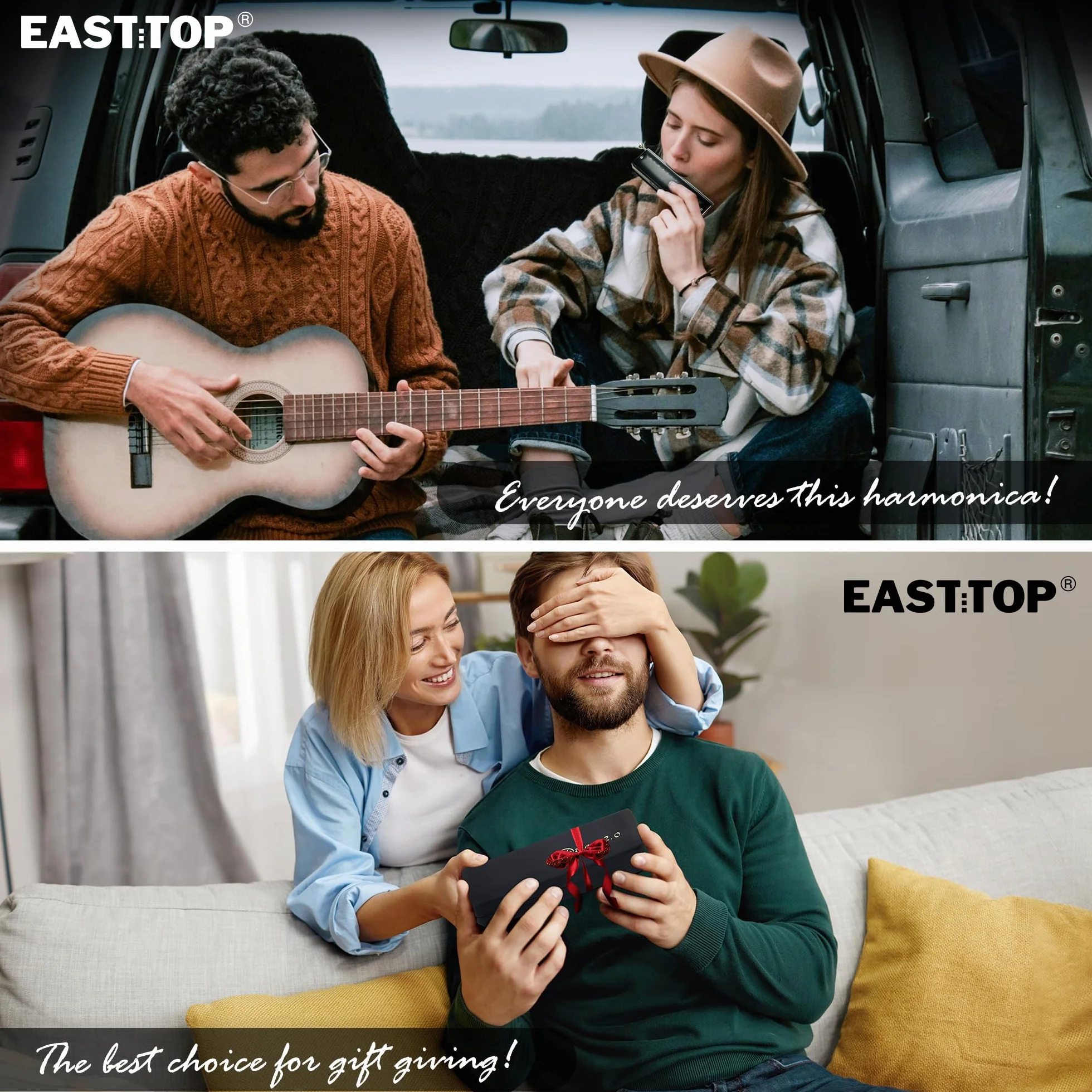 EAST TOP Armónica cromática clave de C, 12 agujeros, 48 tonos, órgano de boca profesional, armónica cromática para adultos, profesionales y estudiantes, color negro