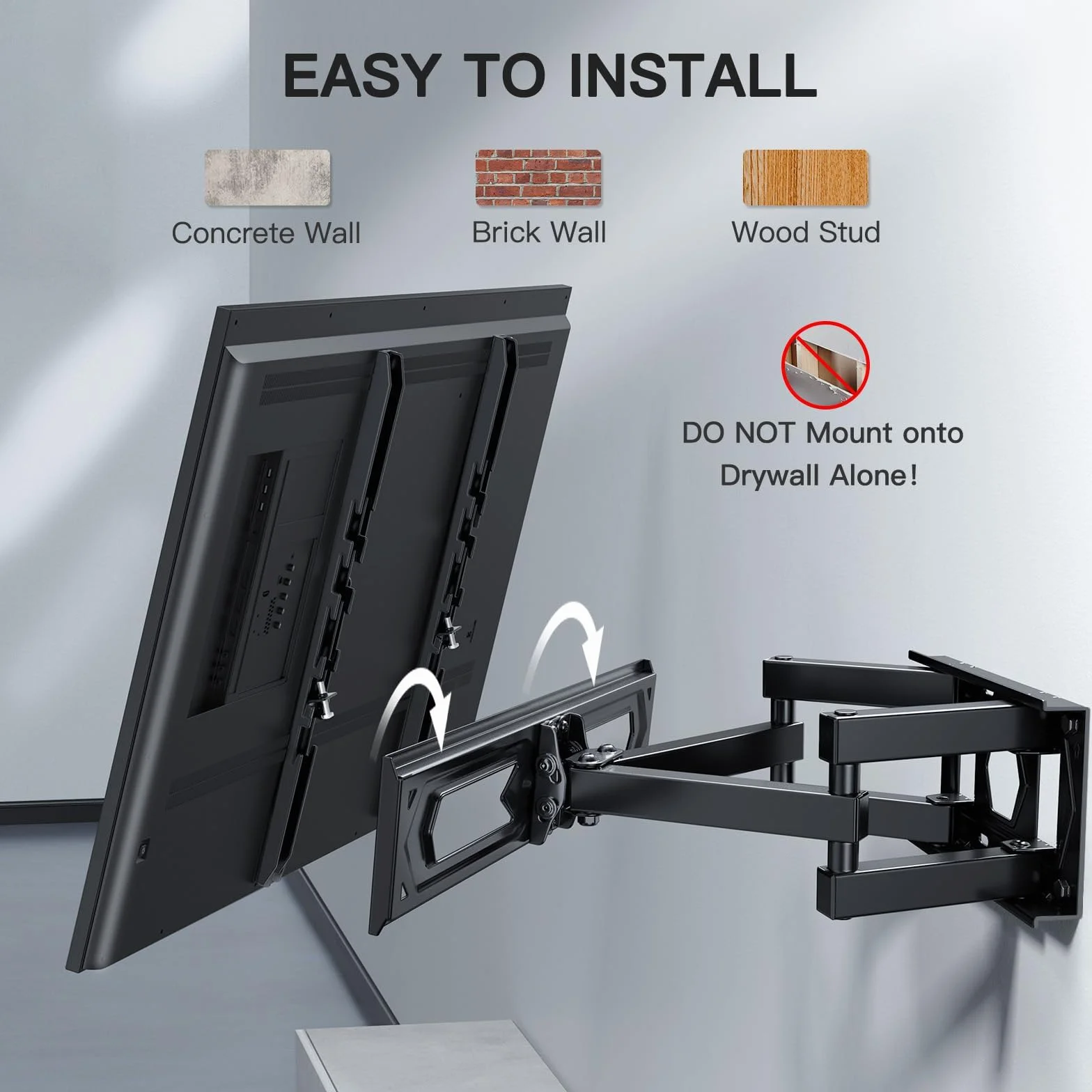 PERLESMITH Soporte TV Pared Articulado Inclinable Giratorio 26-70 Pulgadas VESA 400x400mm 45kg