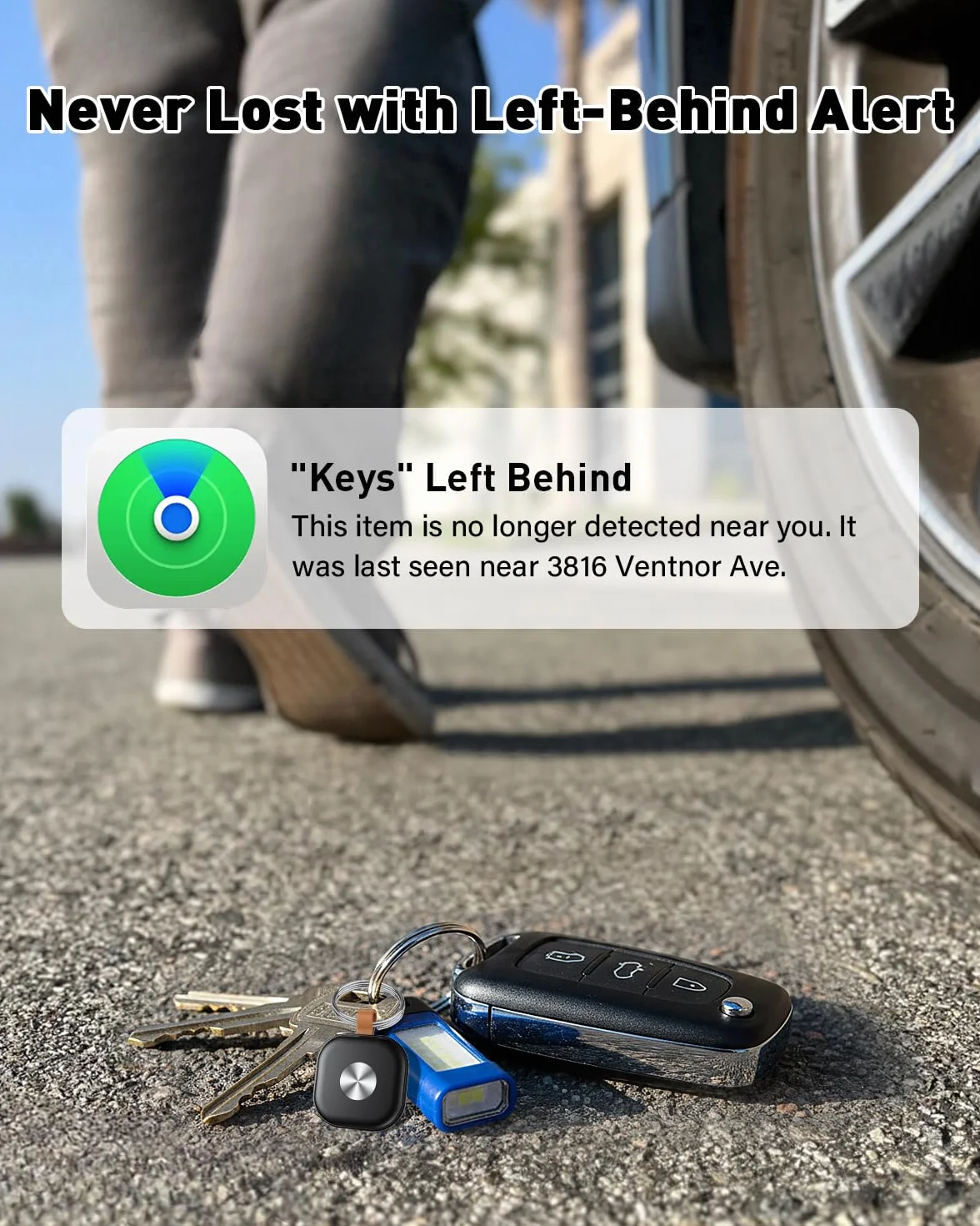 Smart Tracker Tag 4 Pack, Air Localizador Llaves Tag Bluetooth Funciona con Apple Buscar(Sólo iOS), Buscador de Llaves, Billetera y Equipaje, Batería Reemplazable (Negro)