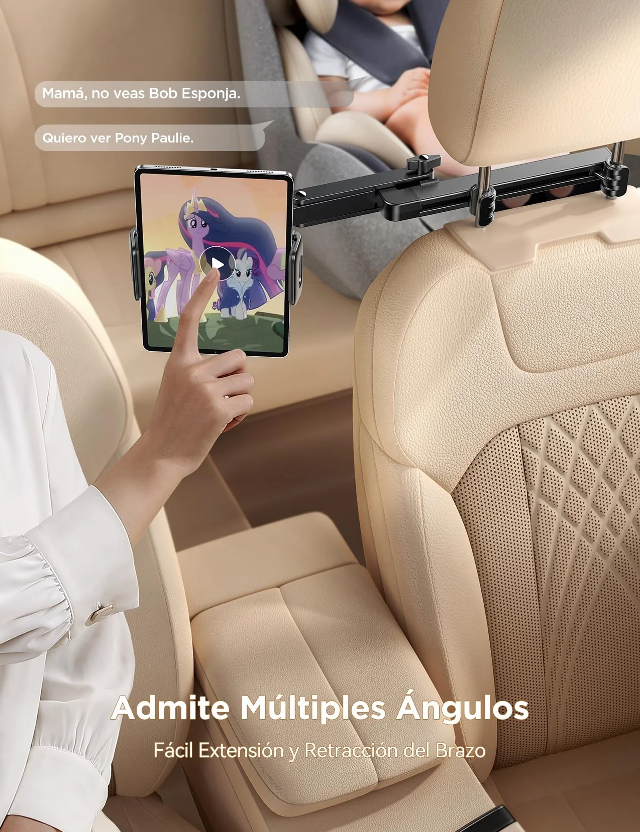 JOYROOM Soporte Tablet Coche [Estructura Triangular Estabilizadora] Porta iPad Carro Asiento Trasero Soporte para Tablet Coche para iPad/Switch/Teléfono Dispositivos con Pantalla 4.7-13