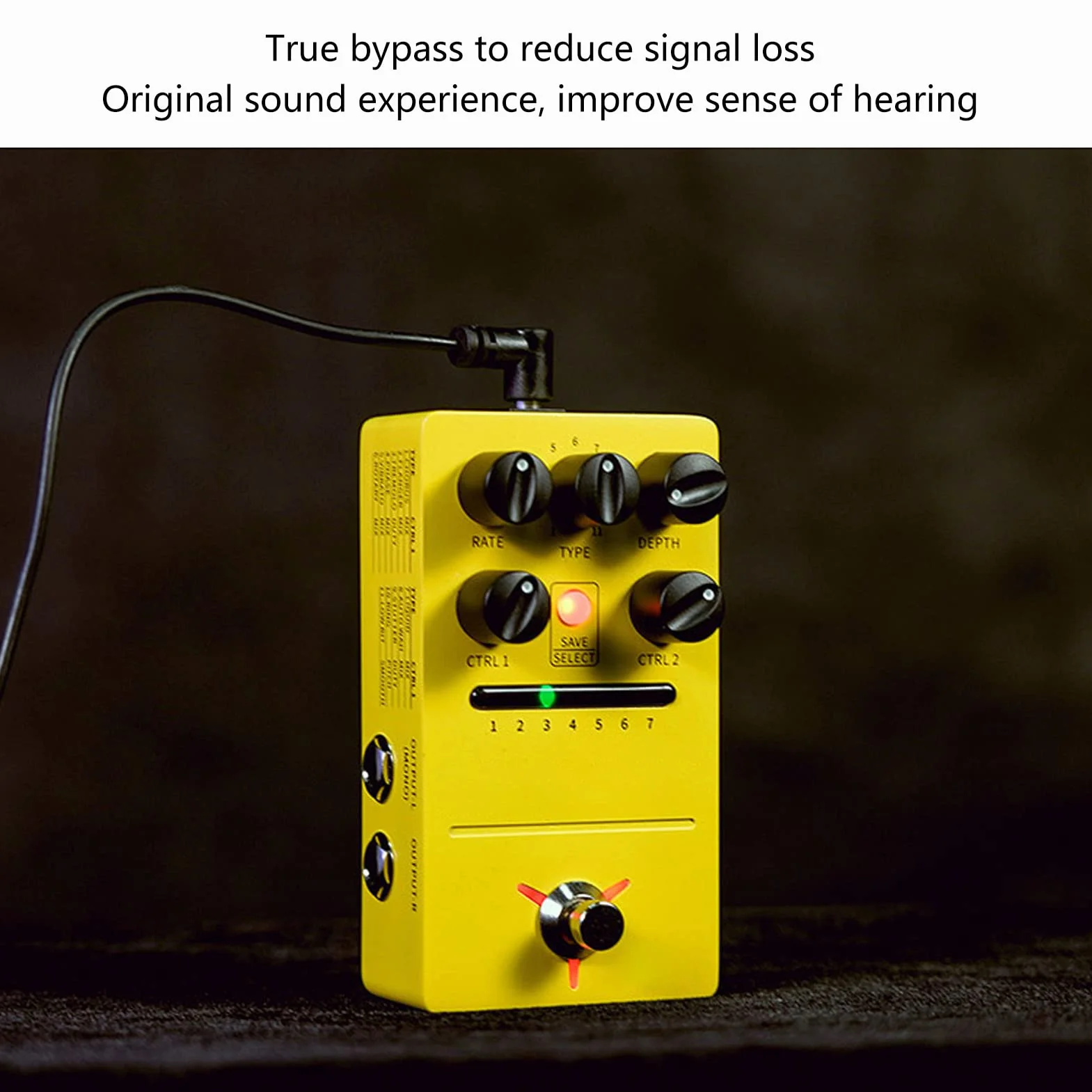 Pedal de Efectos de Guitarra, 11 Efectos de Modulación Pedal Estéreo True Bypass Phase para Guitarra Eléctrica FS05