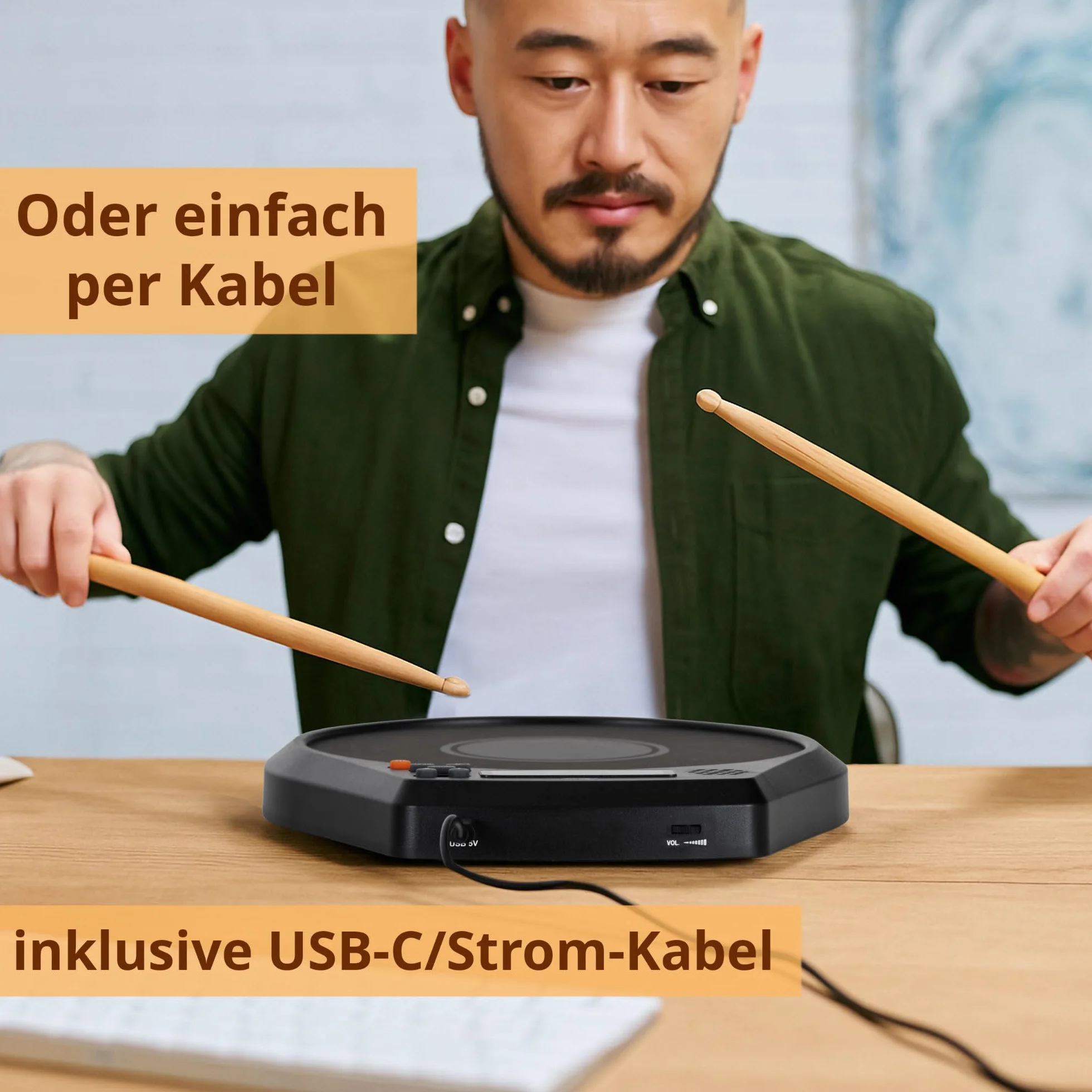 XDrum DT1000 Drum Trainer: 8 almohadillas de silicona, metrónomo, contador de golpes y visualización dinámica, batería de litio hasta 16 h, pad con entrada para auriculares, ideal casa y viaje