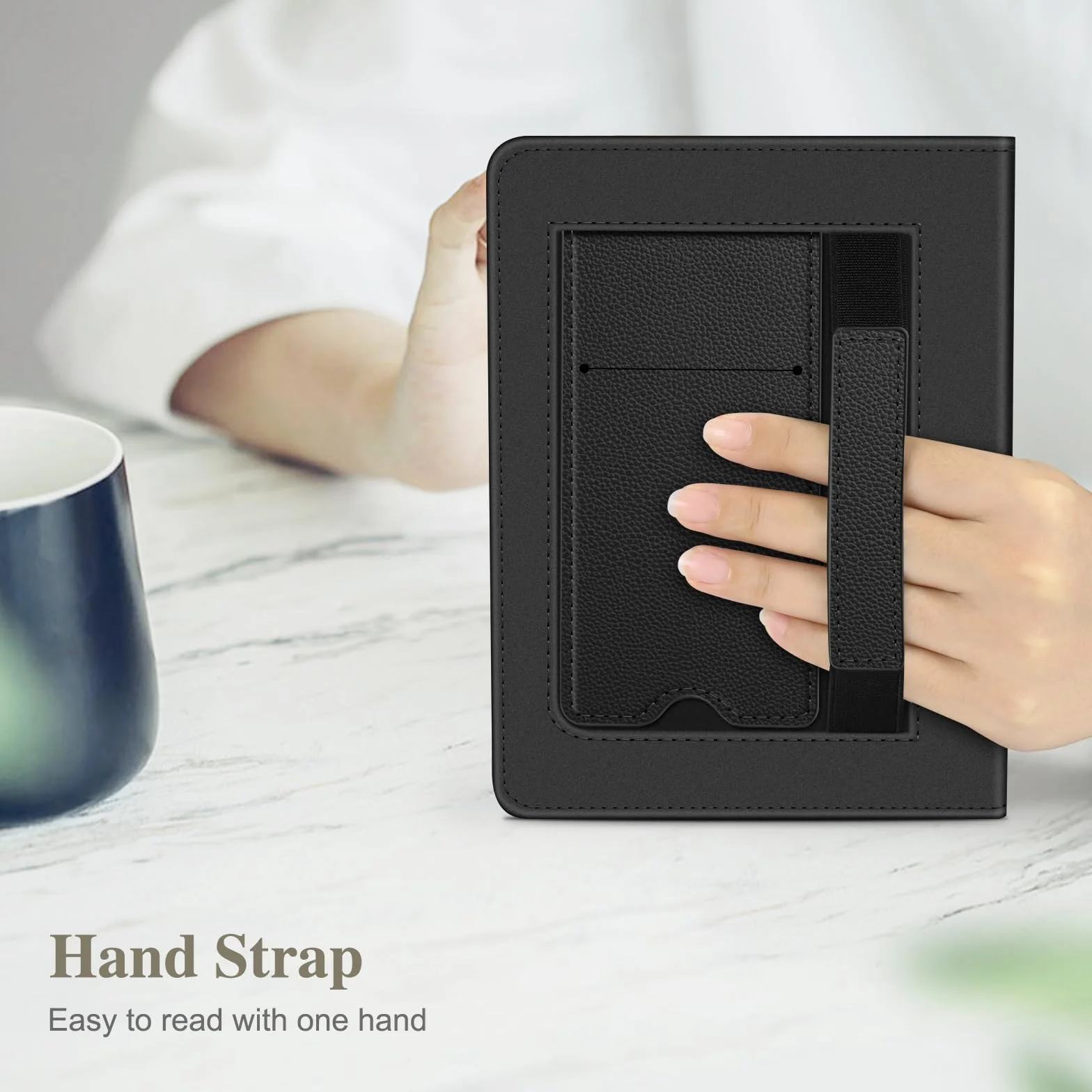 Funda para Kindle Paperwhite 7" (12ª Gen 2024) y Kindle Colorsoft Signature Edition, Piel sintética Plegable con Soporte, Ranura para Tarjeta, Negro