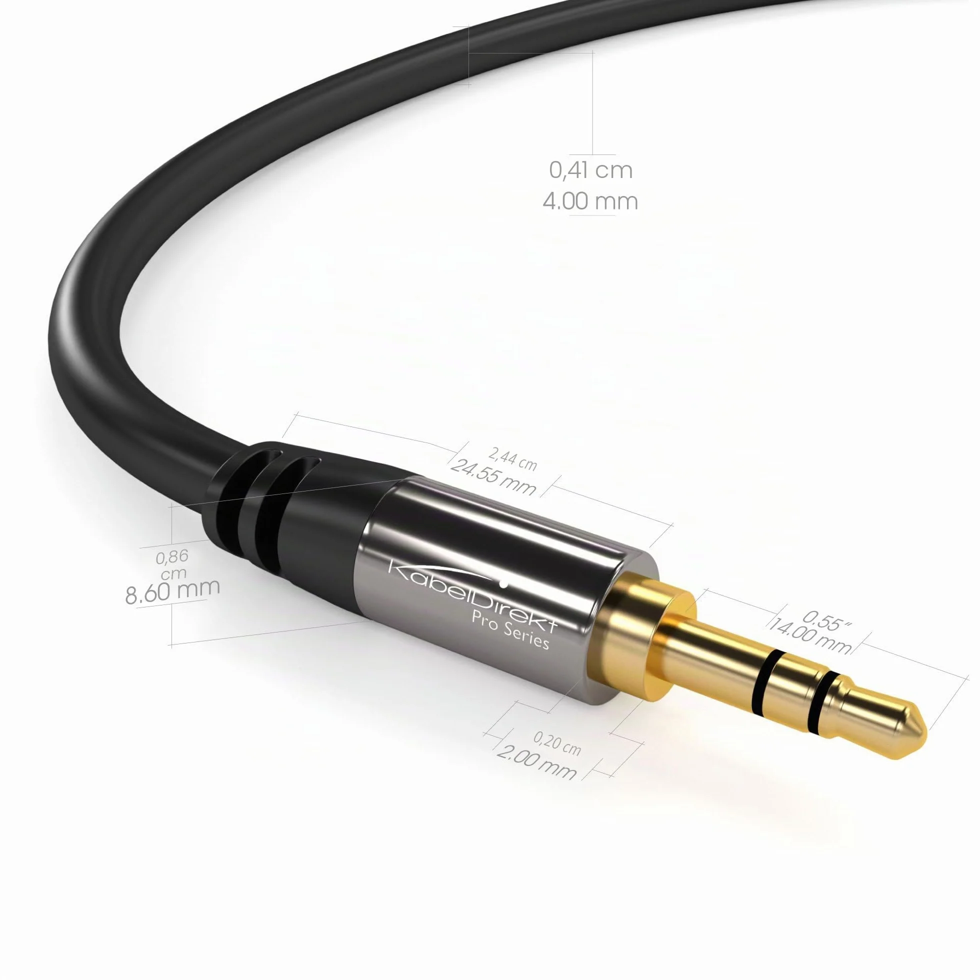 KabelDirekt – Cable Jack 3,5mm – 0,5m – Conectores Metálicos – Disponible en 0,3-10m (Cable de Audio/Mini Jack 3.5mm, Aux/Auxiliar, para Teléfono, PC/Portátil, Coche y HiFi, negro)