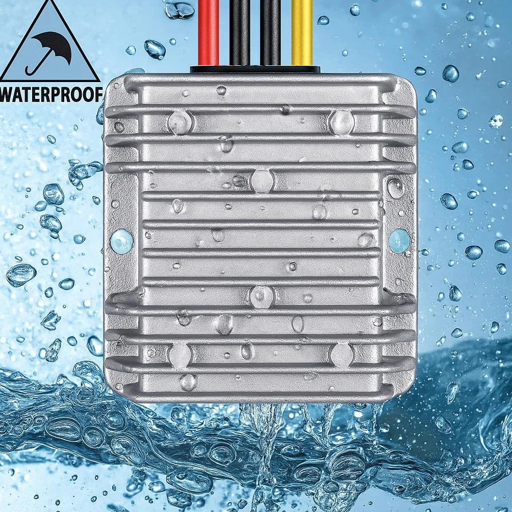 Guuzi Convertidor de CC de 12V a 48V 6A 288W Step-Up Regulador Elevador de Voltaje, Módulo Convertidor, Fuente de Alimentación para Automóvil, Potencia Módulo Impermeable Transformador