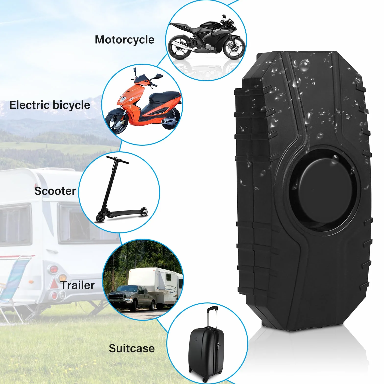 Alarma de bicicleta, alarma inalámbrica para motocicleta, alarma de bicicleta con mando a distancia, sensor de movimiento de vibración de seguridad, sistema de alarma para bicicleta, 113 dB,