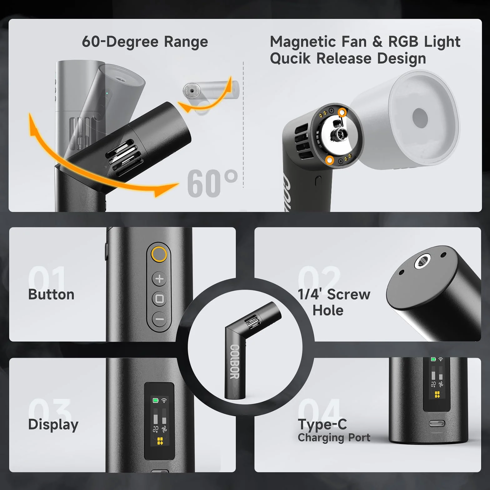 COLBOR CF5 Mini máquina de niebla portátil con luces RGB magnéticas y control remoto inalámbrico, máquina de humo de mano recargable para sesiones de fotos, efectos de escenario, Halloween, fiestas en