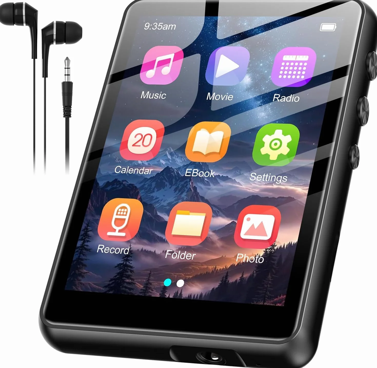 SWOFY Reproductor MP3 128GB Bluetooth 5.3 2.4 Pulgadas Pantalla táctil Negro