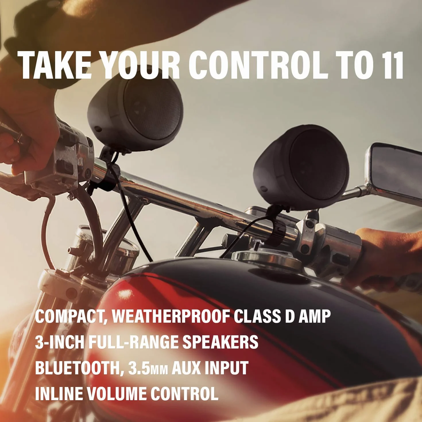 BOSS Audio Systems Sistema de altavoces Bluetooth MCBK420B:amplificador compacto de clase D, altavoces resistentes a la intemperie de 3 pulgadas,ideal para usar con vehículos todo terreno/motocicletas