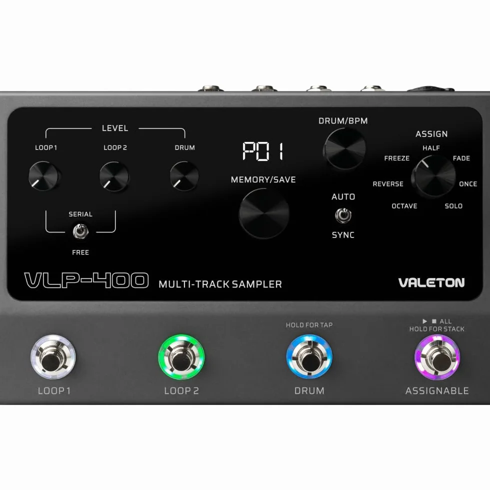Valeton VLP-400 Muestreador multipista con 4 interruptores de pie, dos bucles con todas las funciones, máquina de tambor